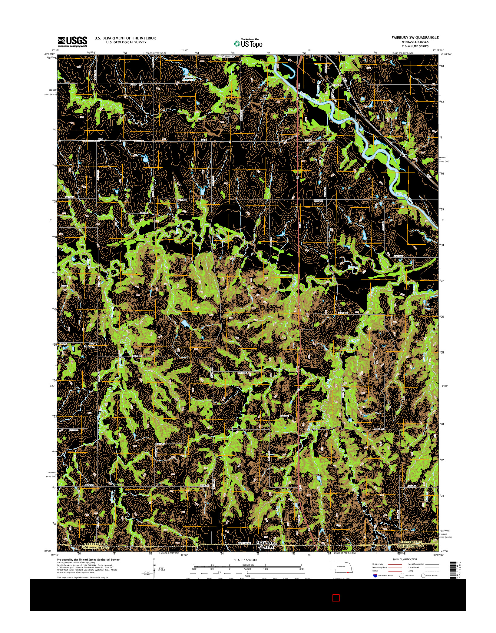 USGS US TOPO 7.5-MINUTE MAP FOR FAIRBURY SW, NE-KS 2014