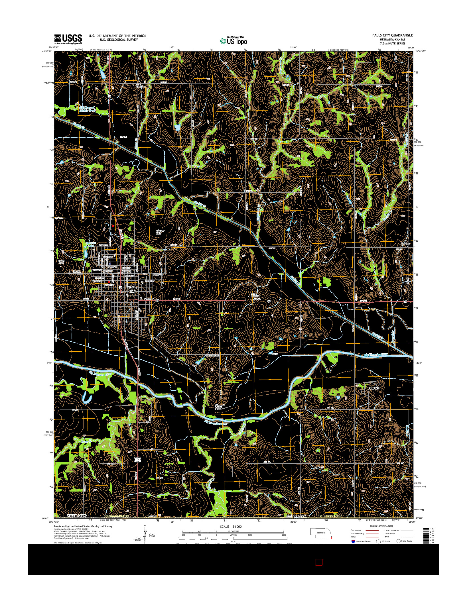 USGS US TOPO 7.5-MINUTE MAP FOR FALLS CITY, NE-KS 2014