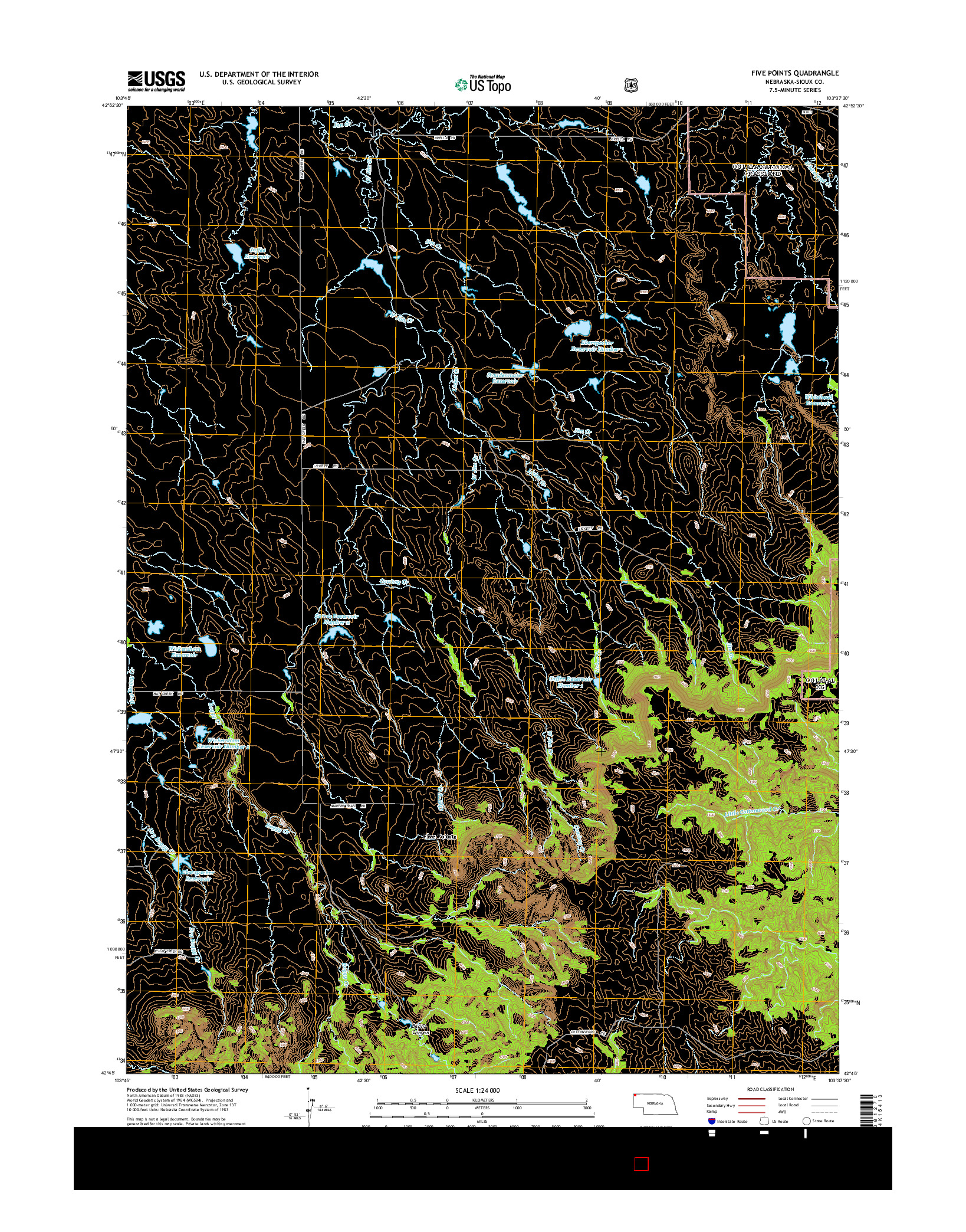 USGS US TOPO 7.5-MINUTE MAP FOR FIVE POINTS, NE 2014