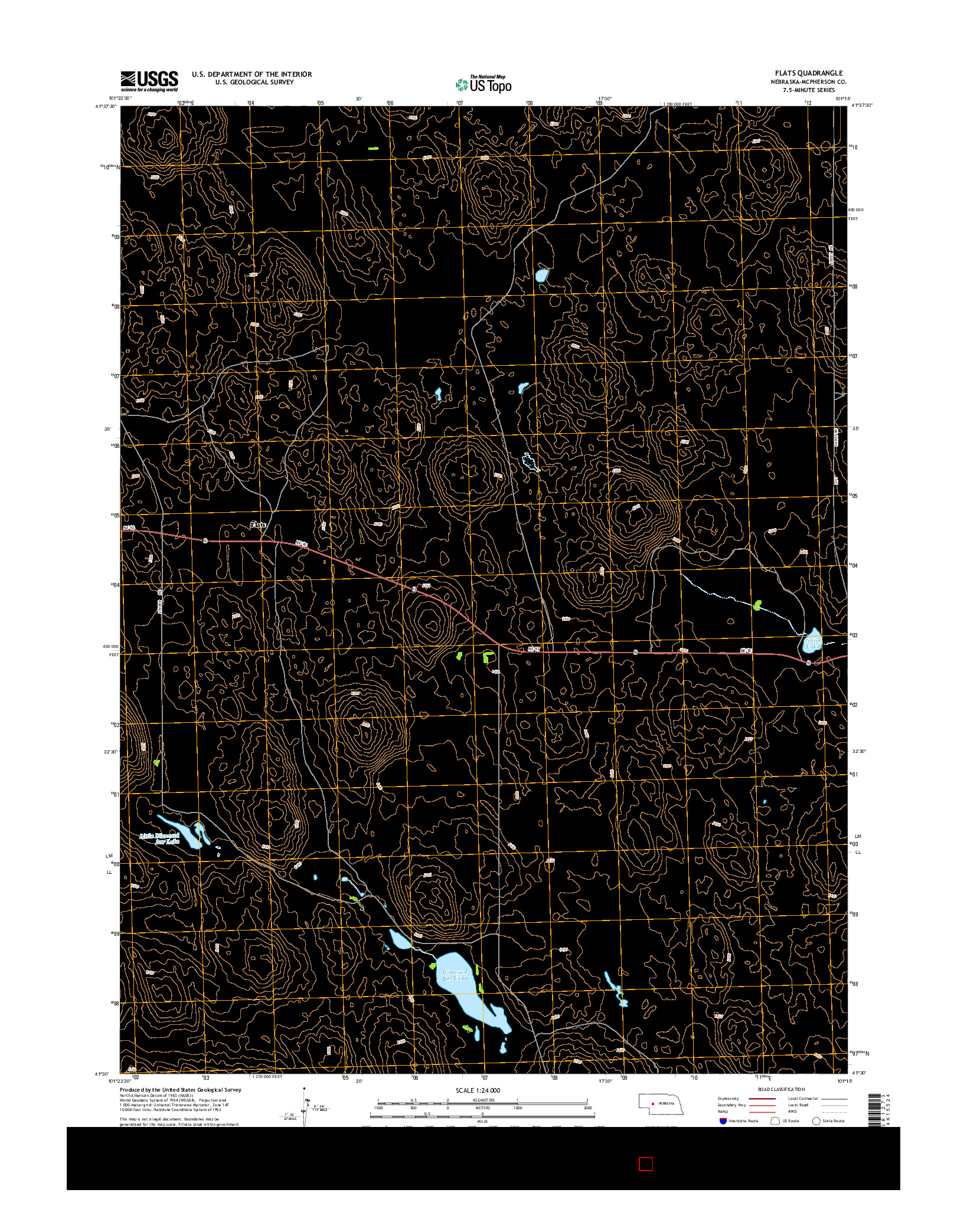 USGS US TOPO 7.5-MINUTE MAP FOR FLATS, NE 2014