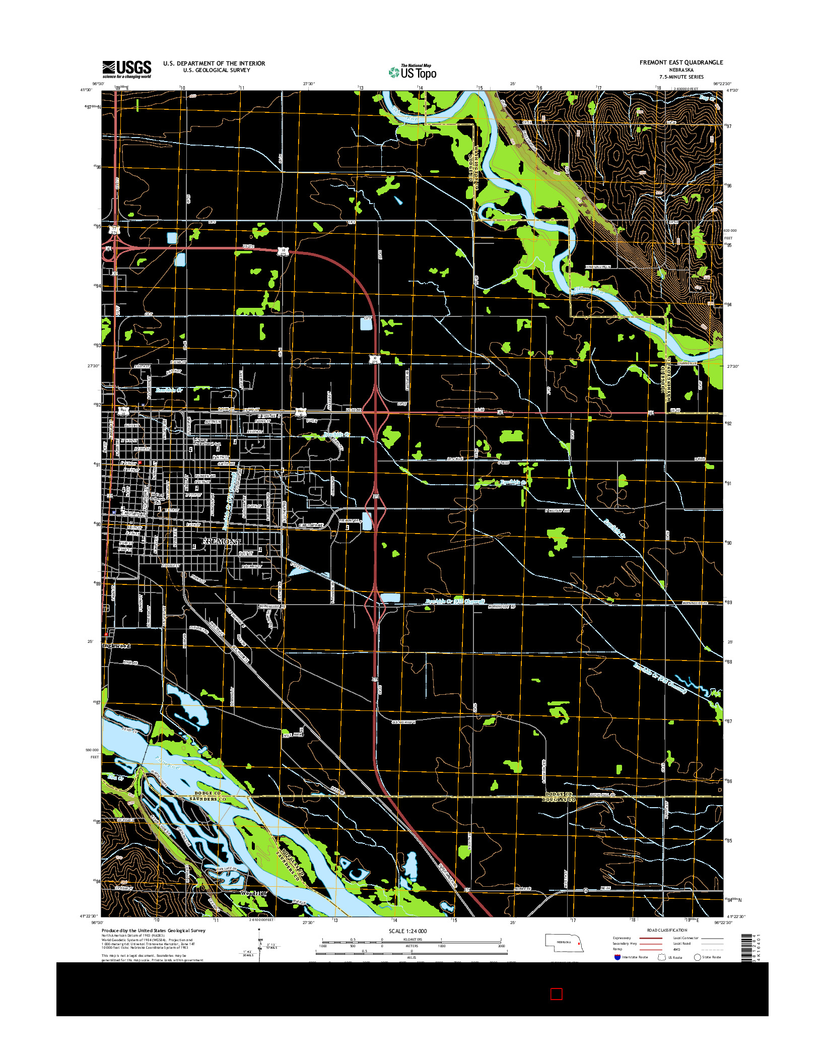 USGS US TOPO 7.5-MINUTE MAP FOR FREMONT EAST, NE 2014
