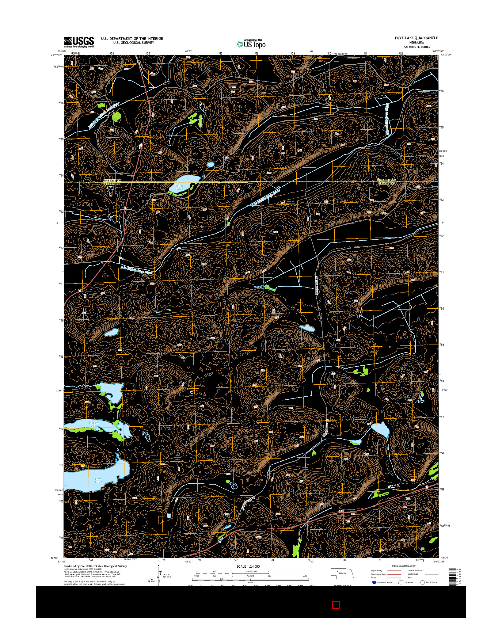 USGS US TOPO 7.5-MINUTE MAP FOR FRYE LAKE, NE 2014