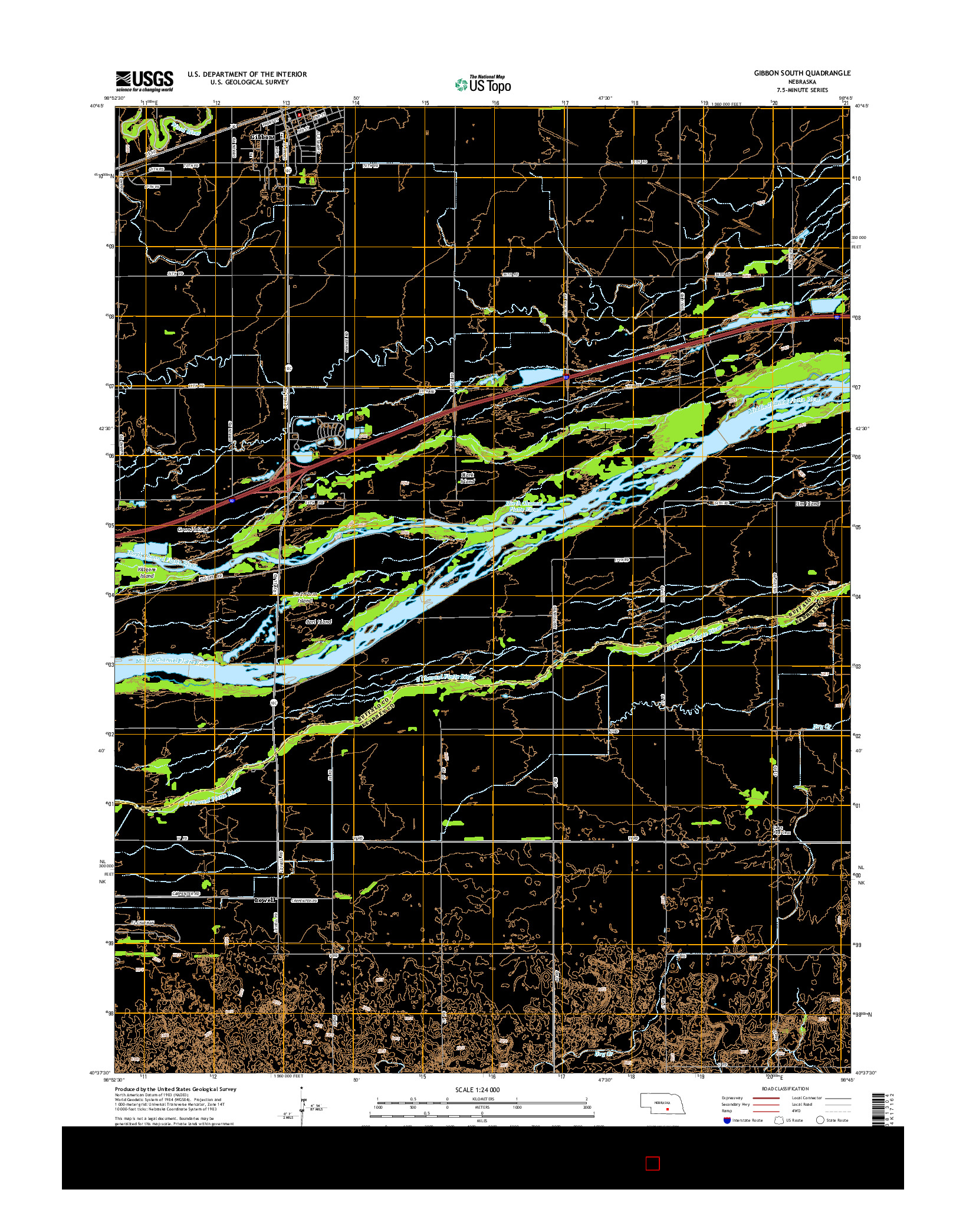 USGS US TOPO 7.5-MINUTE MAP FOR GIBBON SOUTH, NE 2014