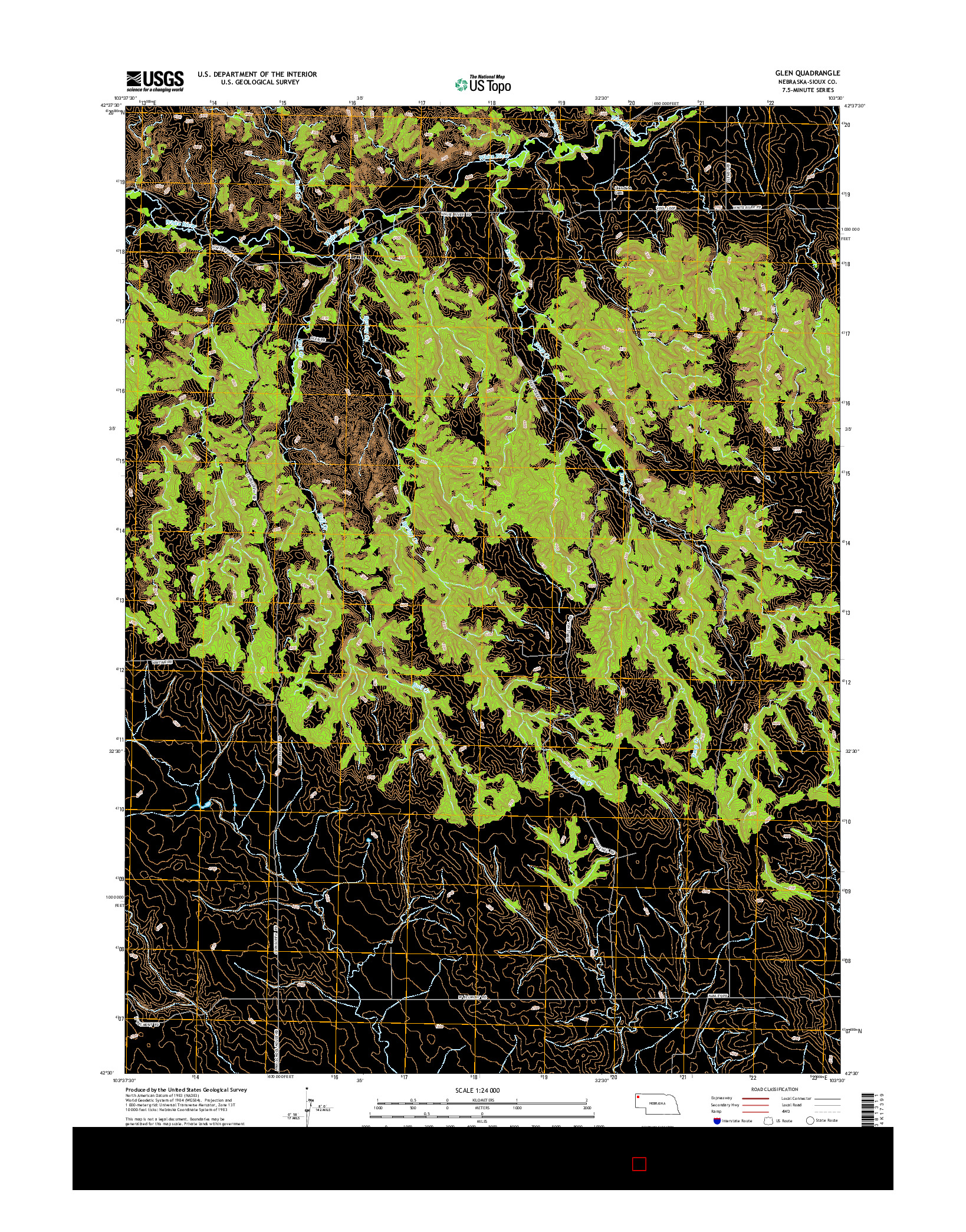 USGS US TOPO 7.5-MINUTE MAP FOR GLEN, NE 2014