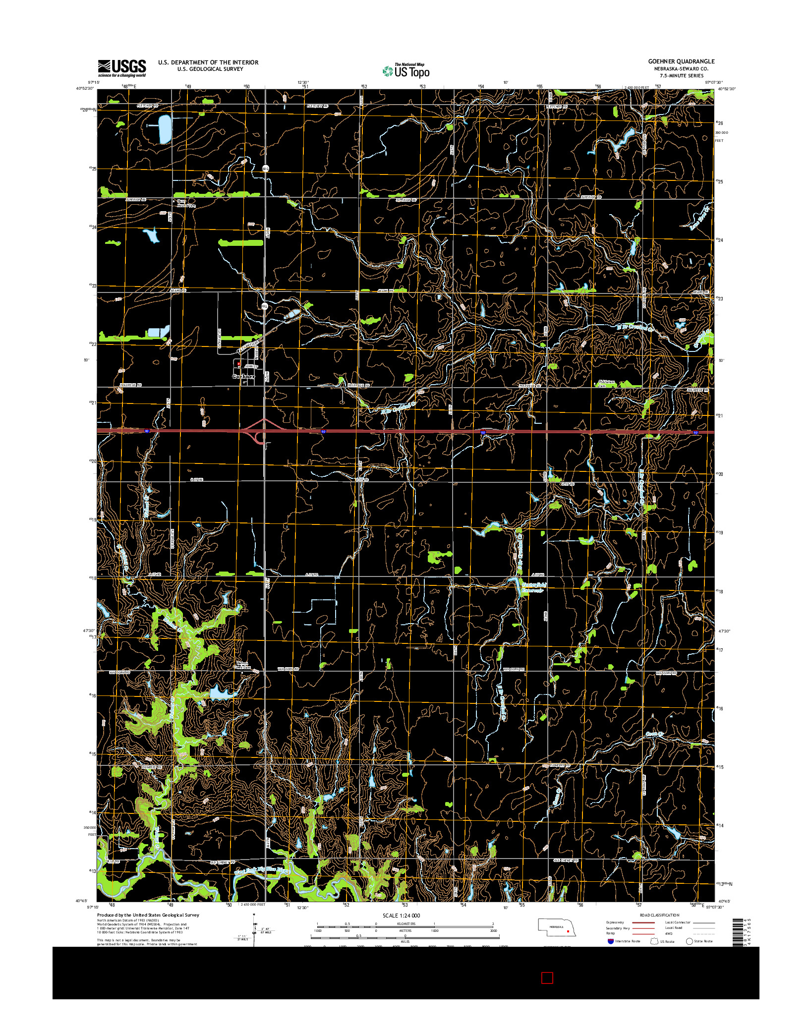 USGS US TOPO 7.5-MINUTE MAP FOR GOEHNER, NE 2014