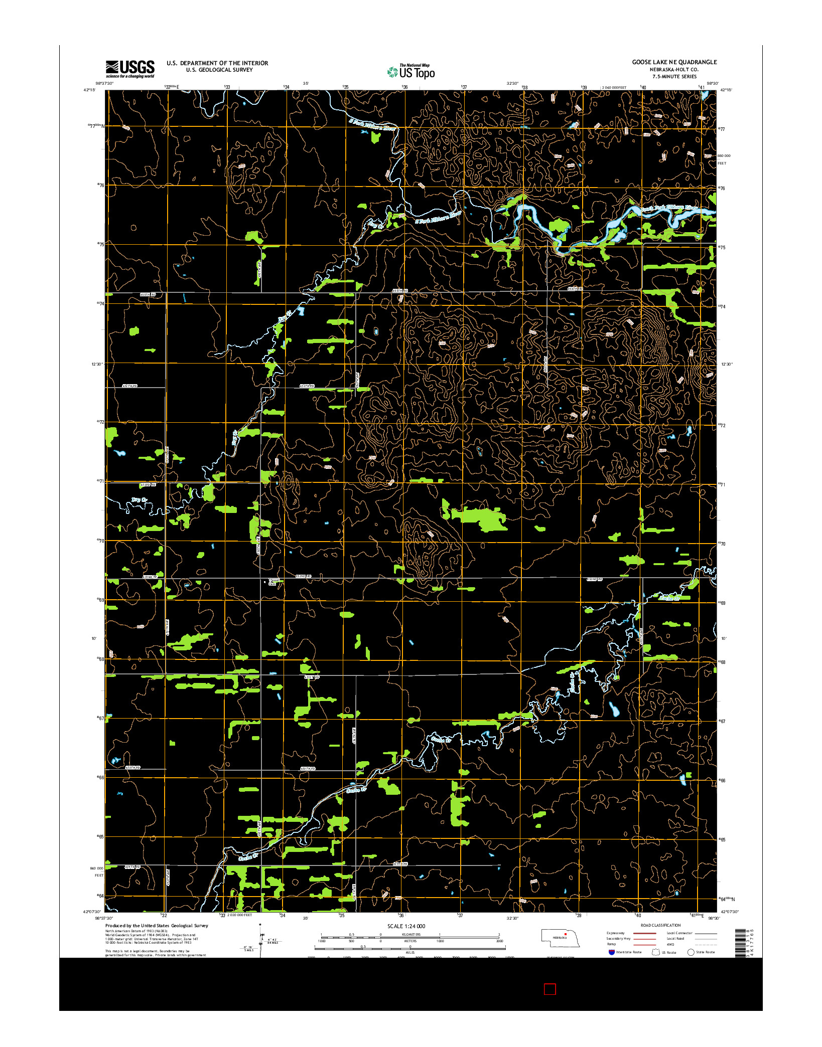 USGS US TOPO 7.5-MINUTE MAP FOR GOOSE LAKE NE, NE 2014