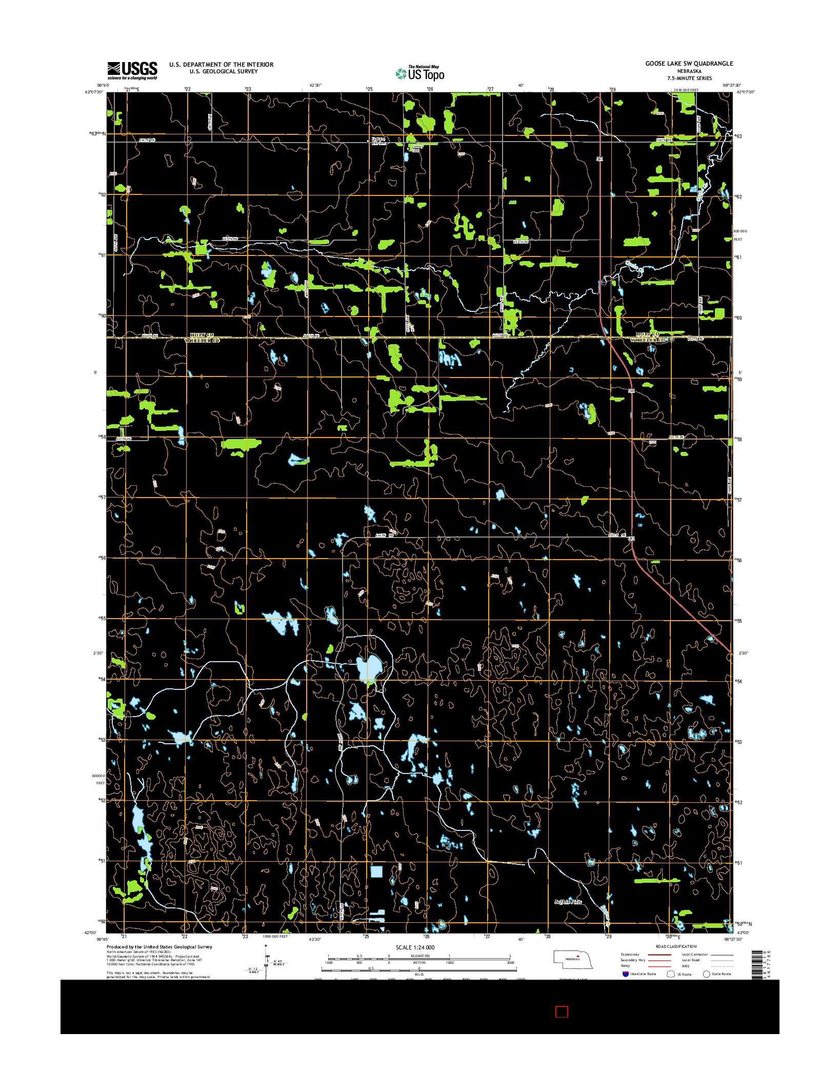 USGS US TOPO 7.5-MINUTE MAP FOR GOOSE LAKE SW, NE 2014