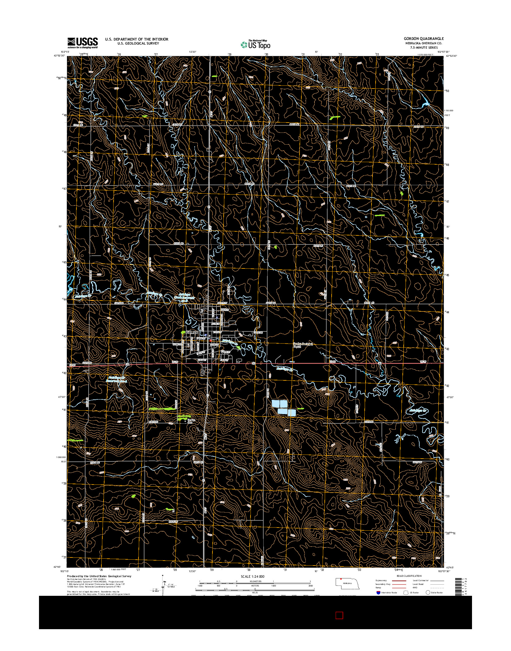 USGS US TOPO 7.5-MINUTE MAP FOR GORDON, NE 2014