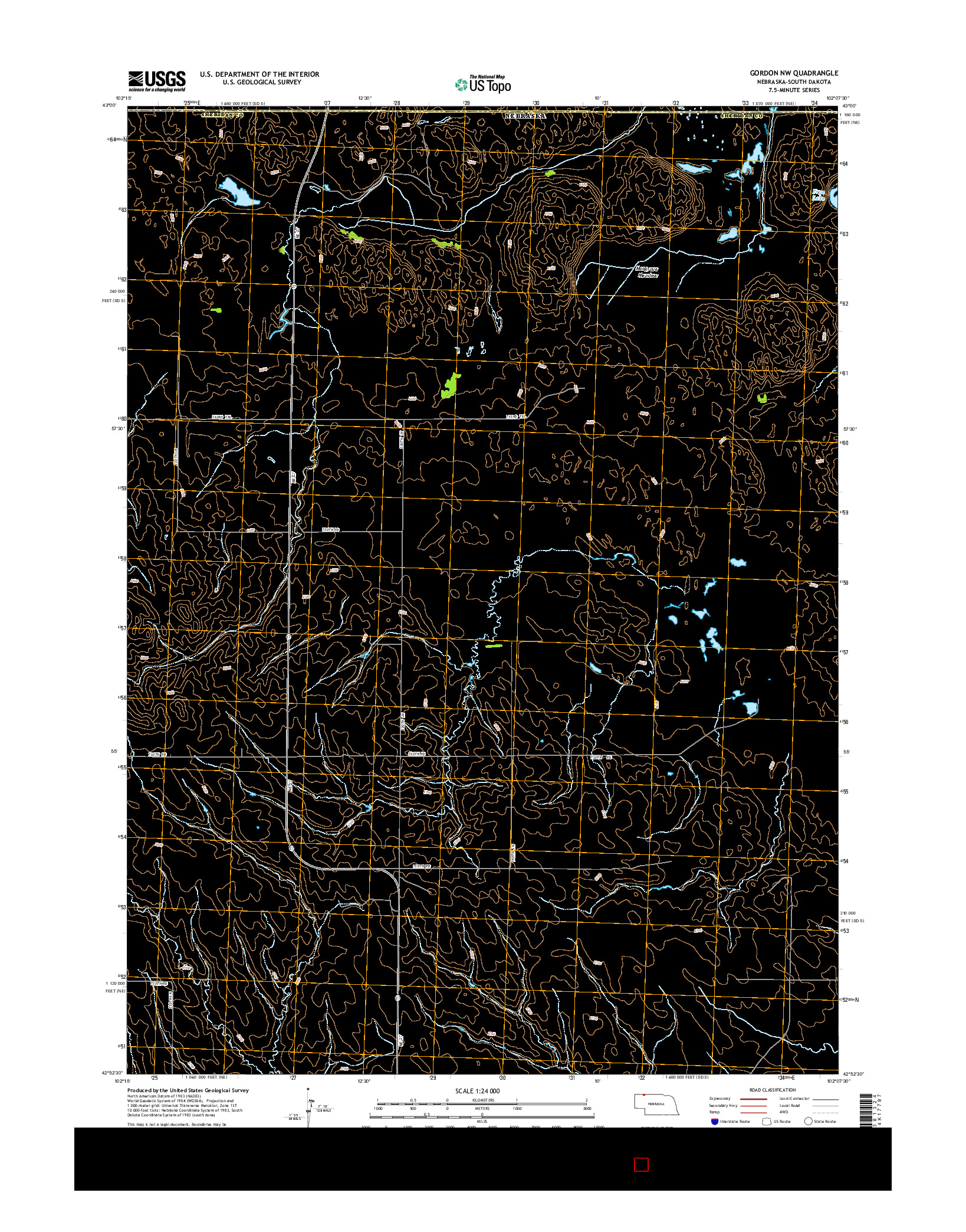 USGS US TOPO 7.5-MINUTE MAP FOR GORDON NW, NE-SD 2014