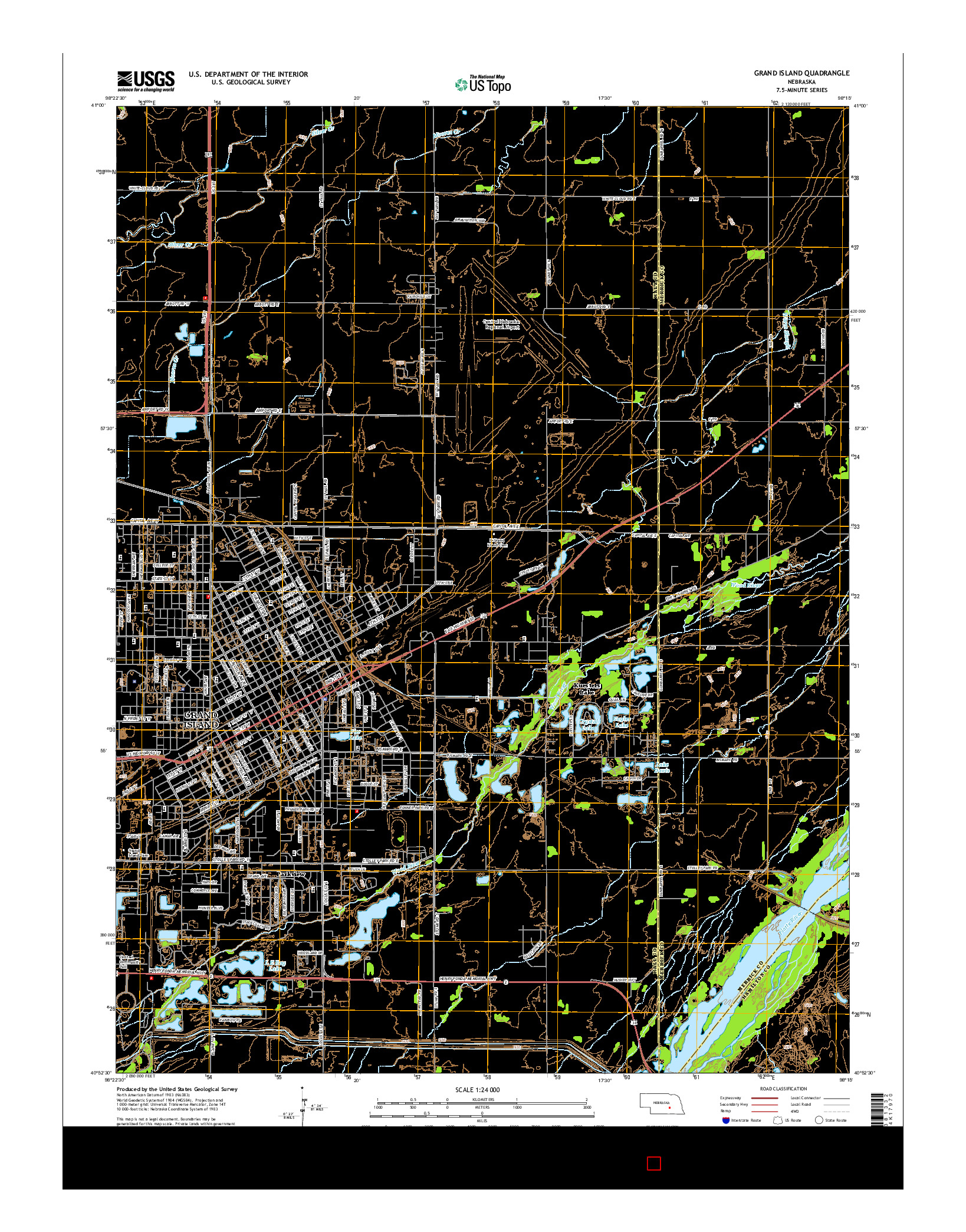 USGS US TOPO 7.5-MINUTE MAP FOR GRAND ISLAND, NE 2014