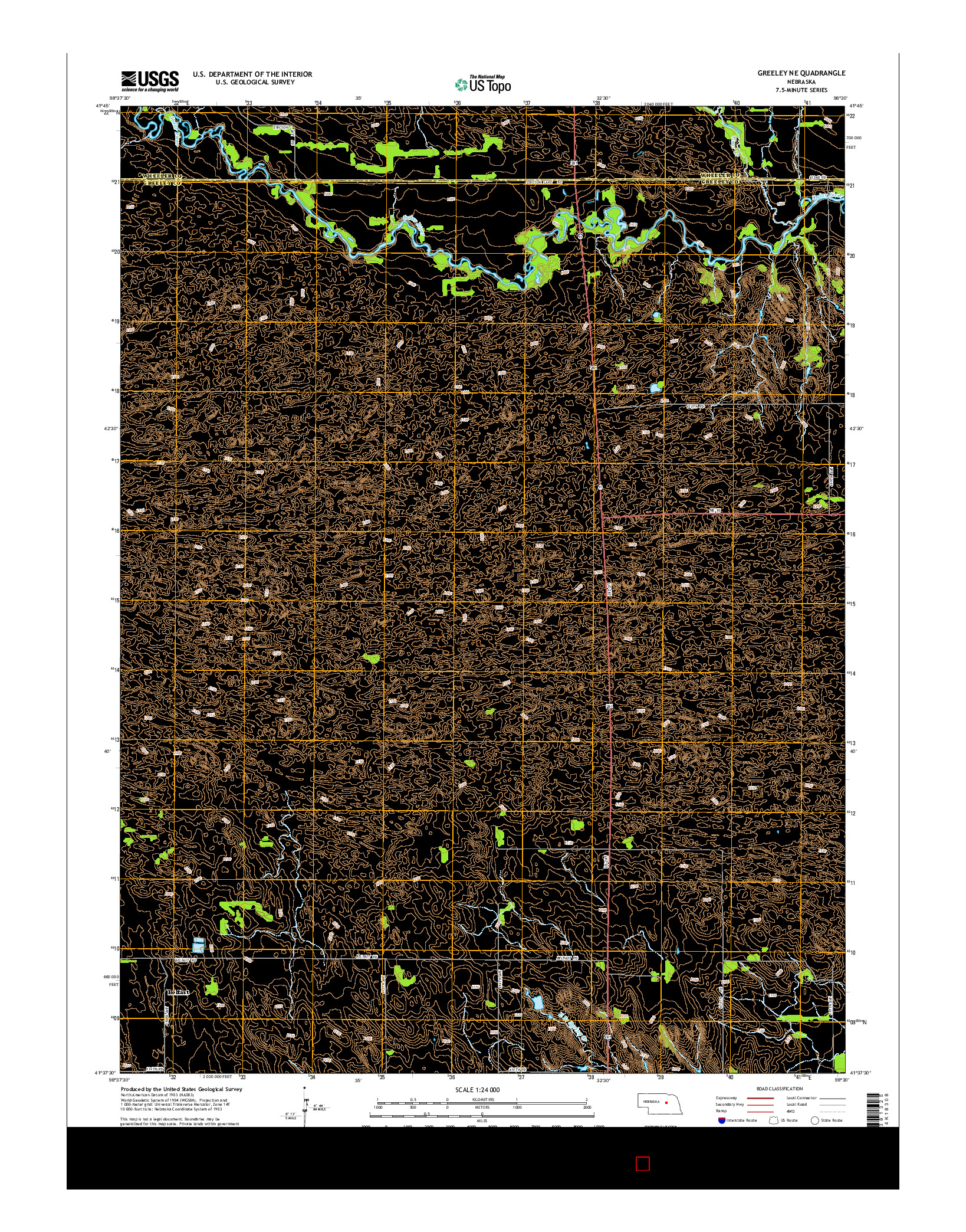 USGS US TOPO 7.5-MINUTE MAP FOR GREELEY NE, NE 2014