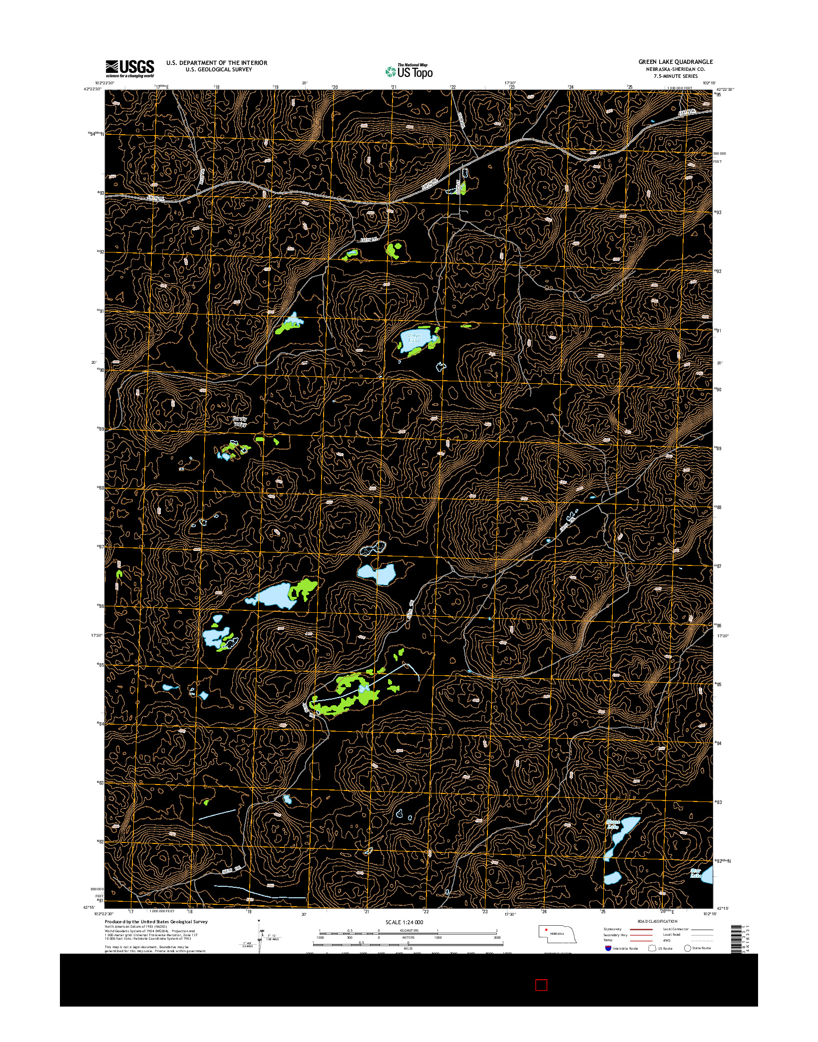 USGS US TOPO 7.5-MINUTE MAP FOR GREEN LAKE, NE 2014