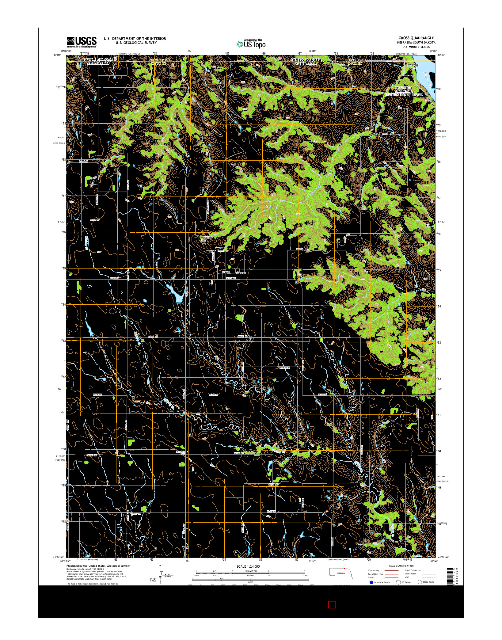 USGS US TOPO 7.5-MINUTE MAP FOR GROSS, NE-SD 2014