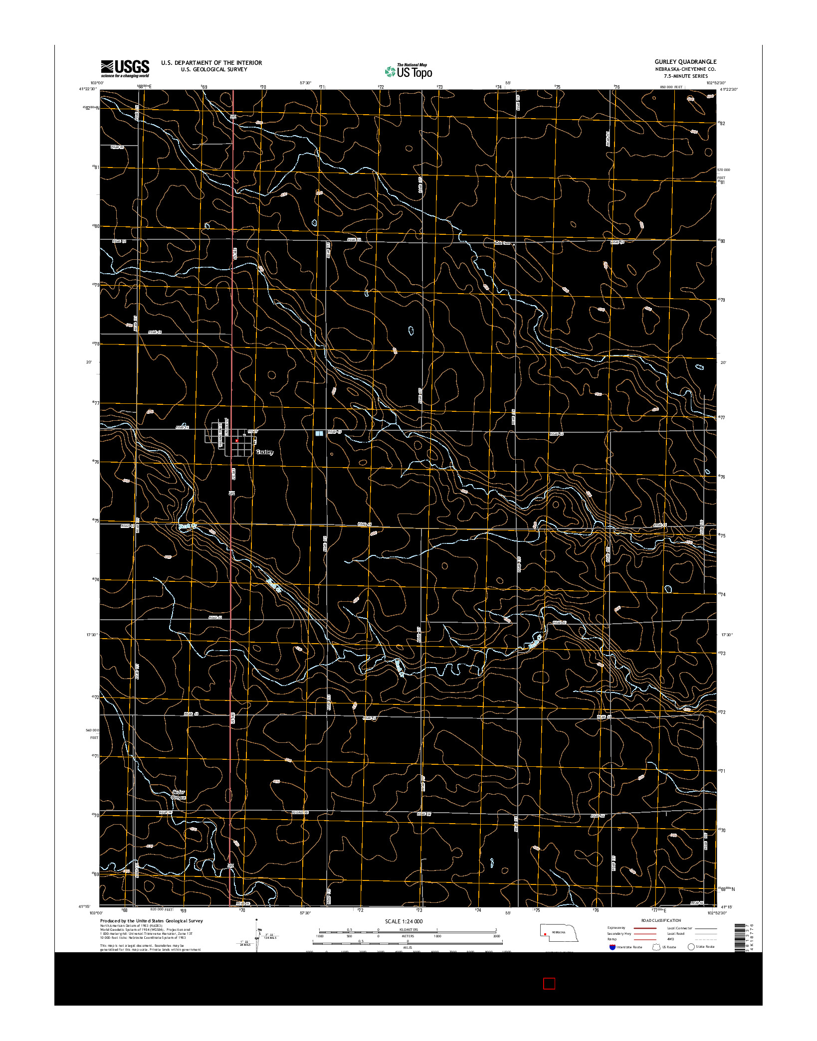 USGS US TOPO 7.5-MINUTE MAP FOR GURLEY, NE 2014