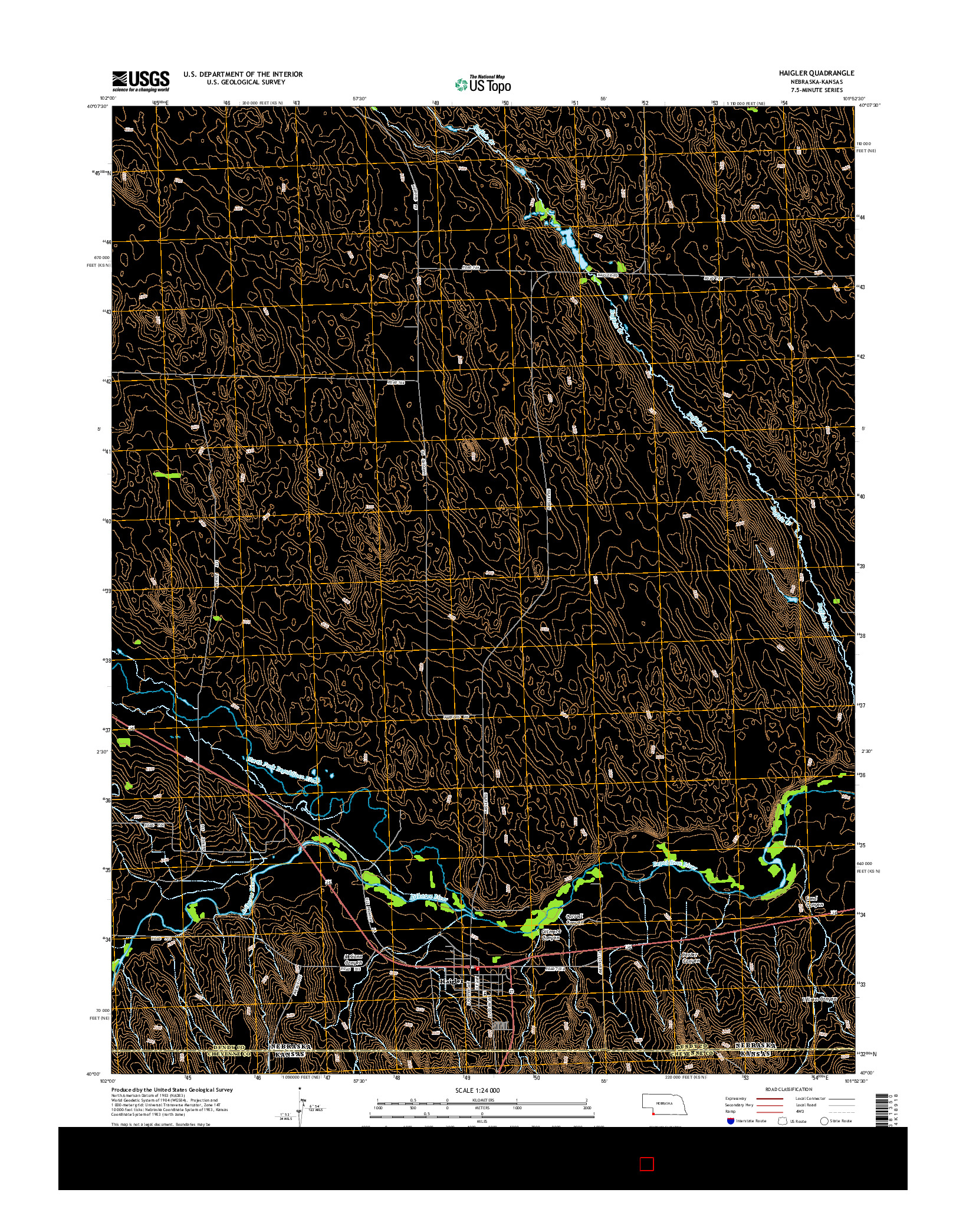USGS US TOPO 7.5-MINUTE MAP FOR HAIGLER, NE-KS 2014
