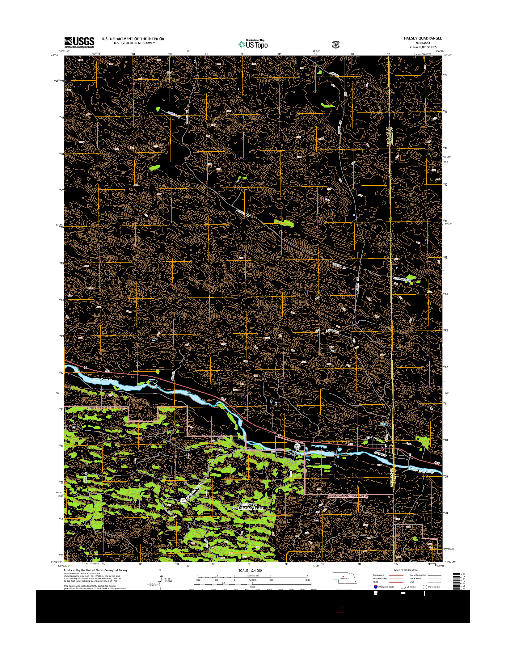 USGS US TOPO 7.5-MINUTE MAP FOR HALSEY, NE 2014