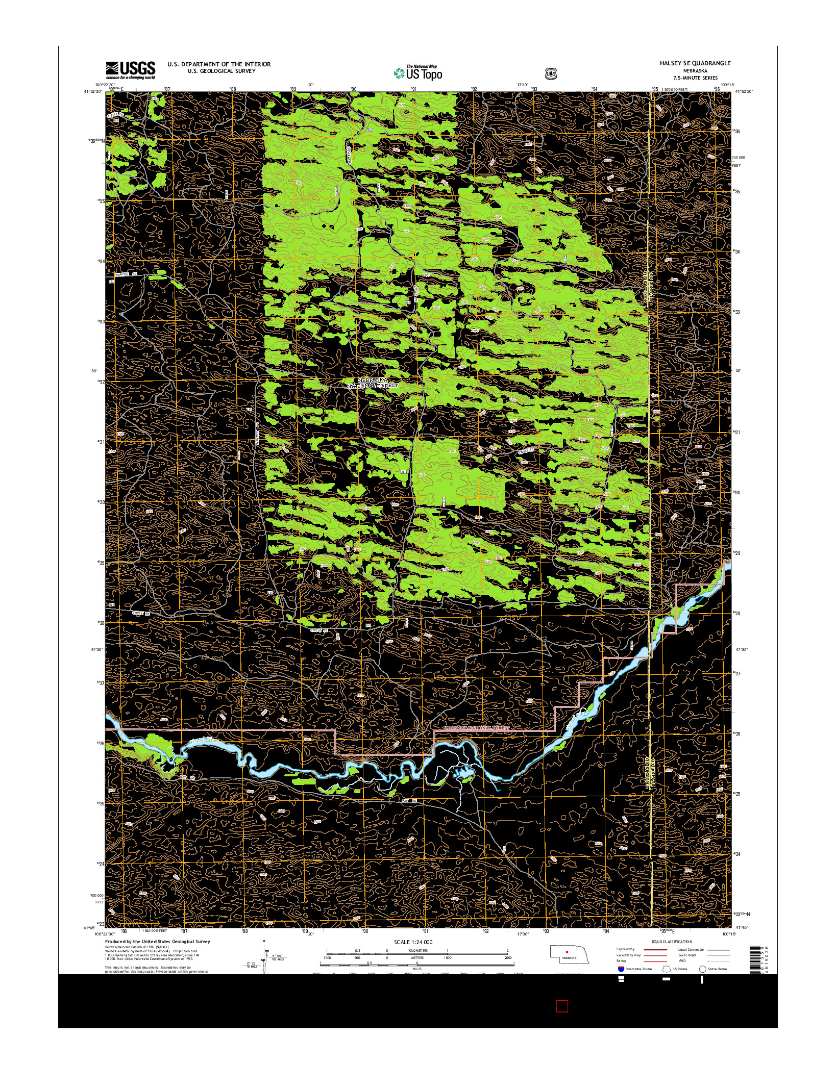 USGS US TOPO 7.5-MINUTE MAP FOR HALSEY SE, NE 2014