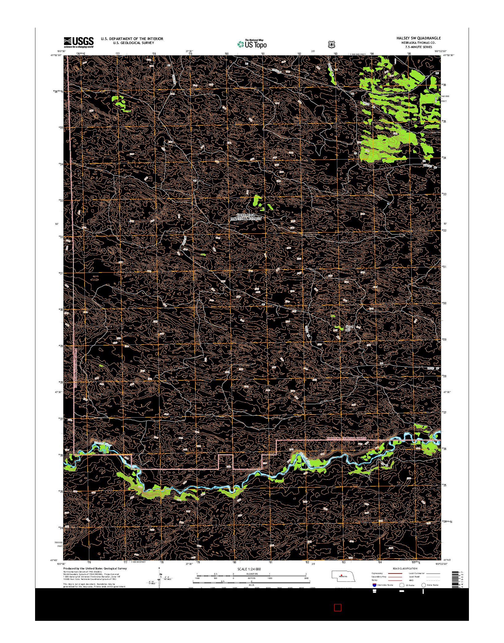 USGS US TOPO 7.5-MINUTE MAP FOR HALSEY SW, NE 2014