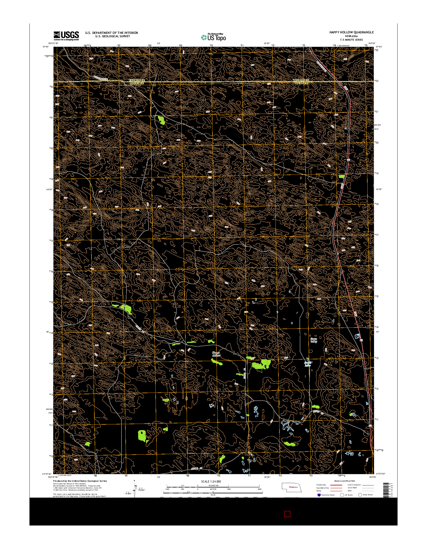 USGS US TOPO 7.5-MINUTE MAP FOR HAPPY HOLLOW, NE 2014