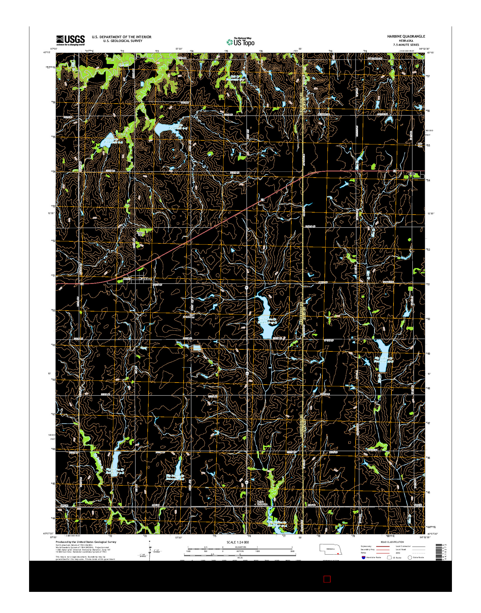 USGS US TOPO 7.5-MINUTE MAP FOR HARBINE, NE 2014
