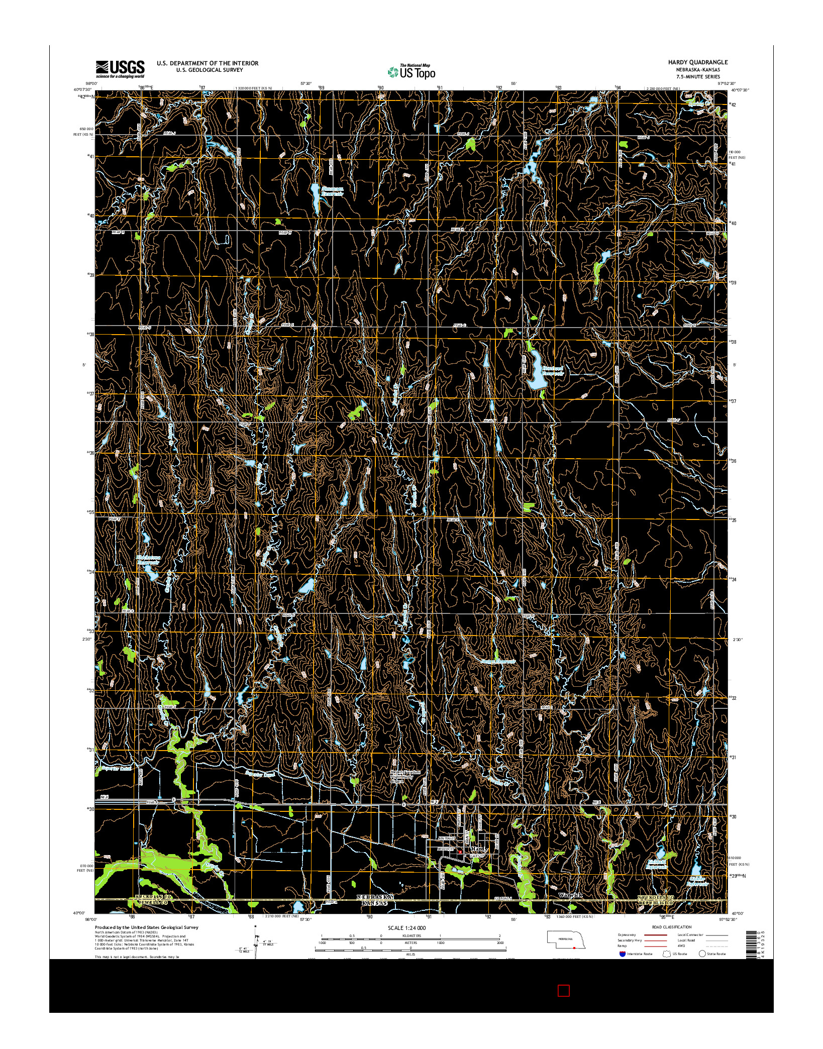 USGS US TOPO 7.5-MINUTE MAP FOR HARDY, NE-KS 2014