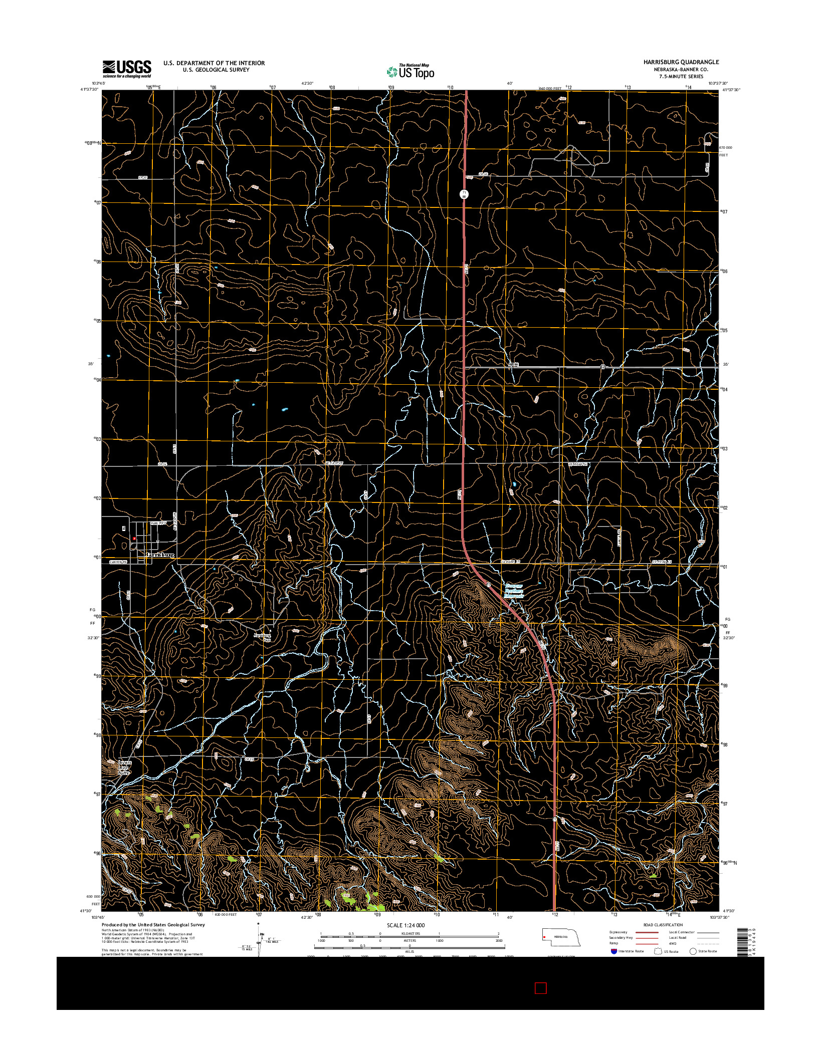 USGS US TOPO 7.5-MINUTE MAP FOR HARRISBURG, NE 2014