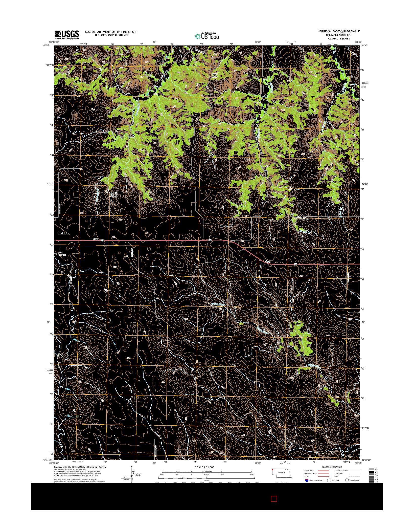 USGS US TOPO 7.5-MINUTE MAP FOR HARRISON EAST, NE 2014