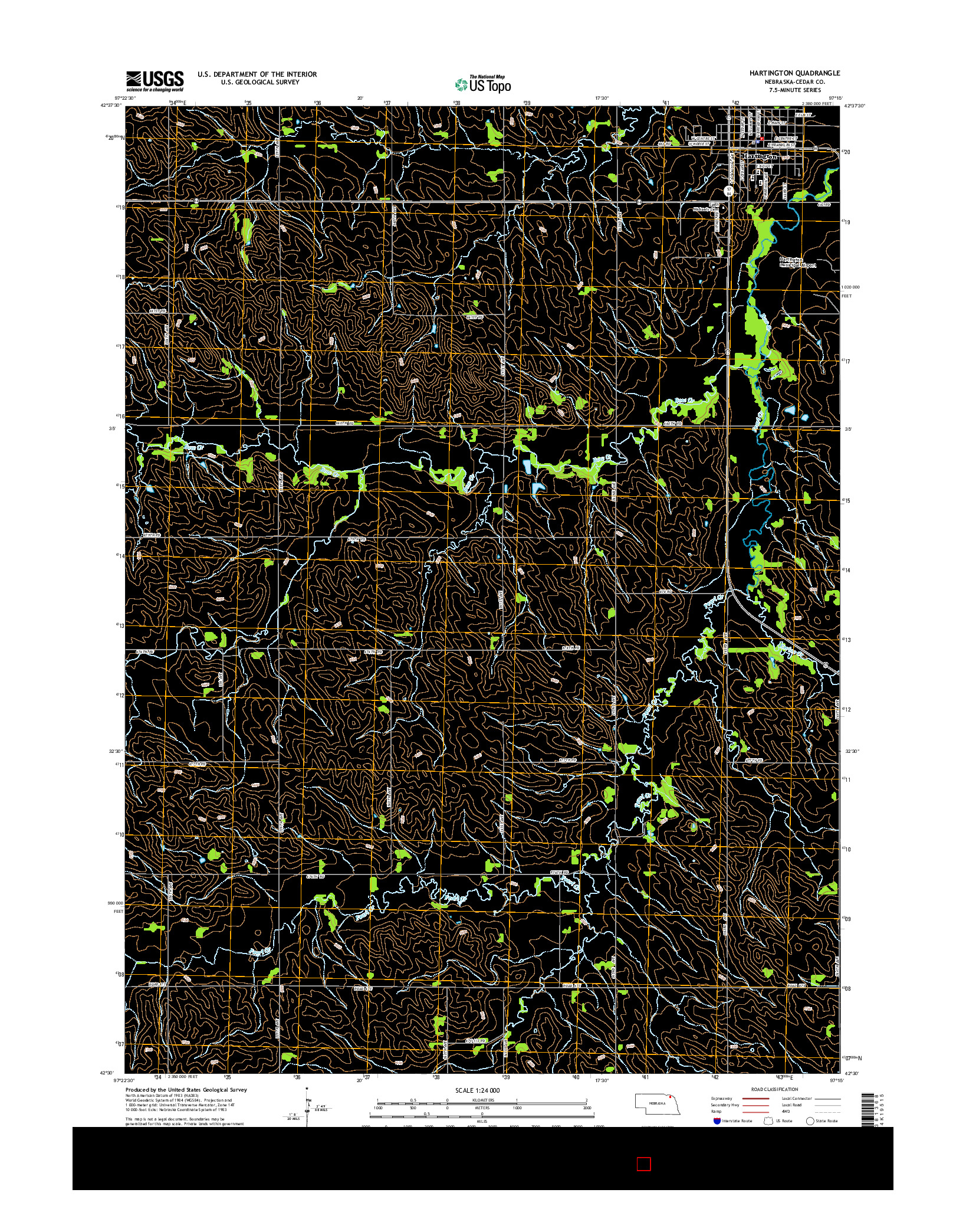 USGS US TOPO 7.5-MINUTE MAP FOR HARTINGTON, NE 2014