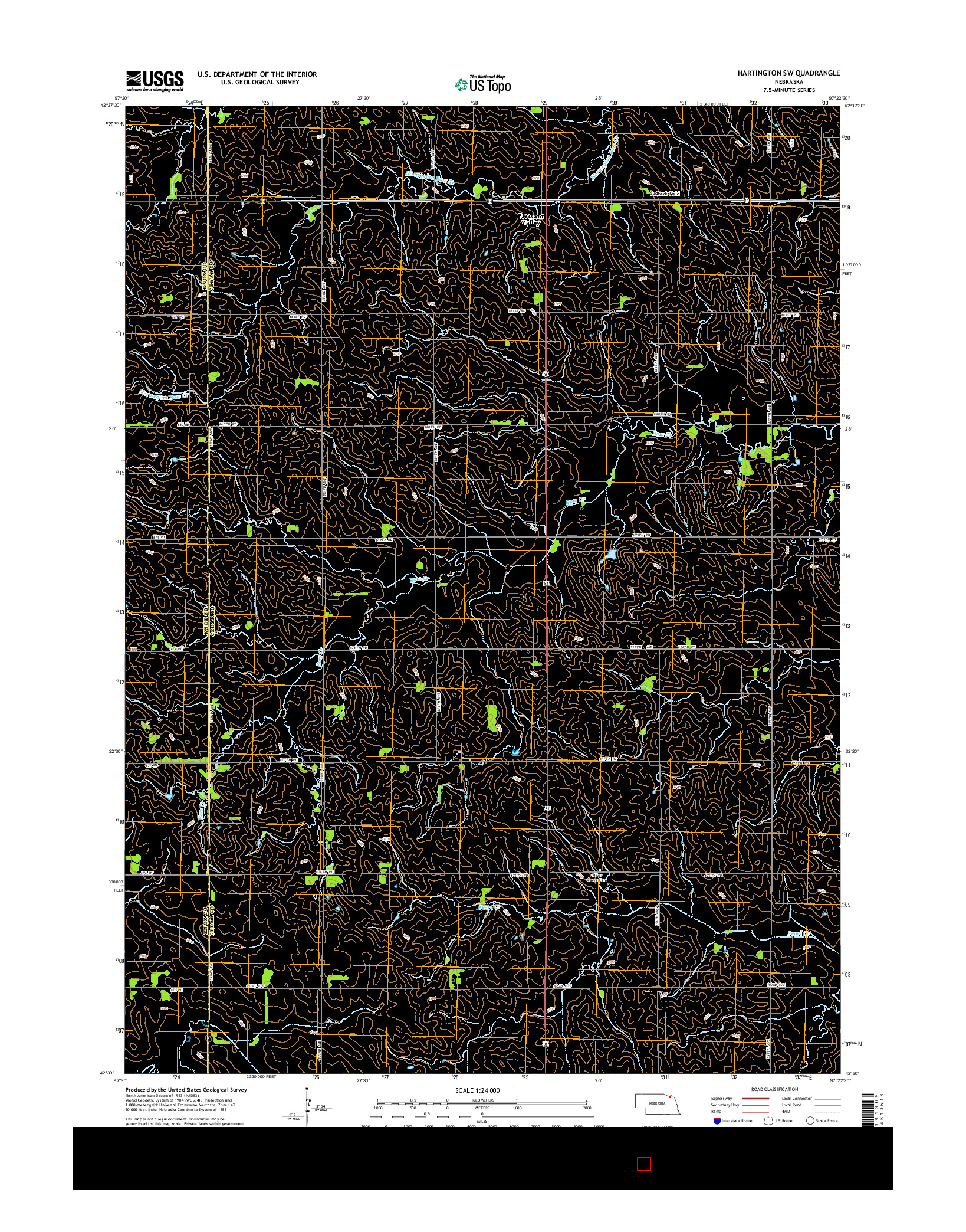 USGS US TOPO 7.5-MINUTE MAP FOR HARTINGTON SW, NE 2014