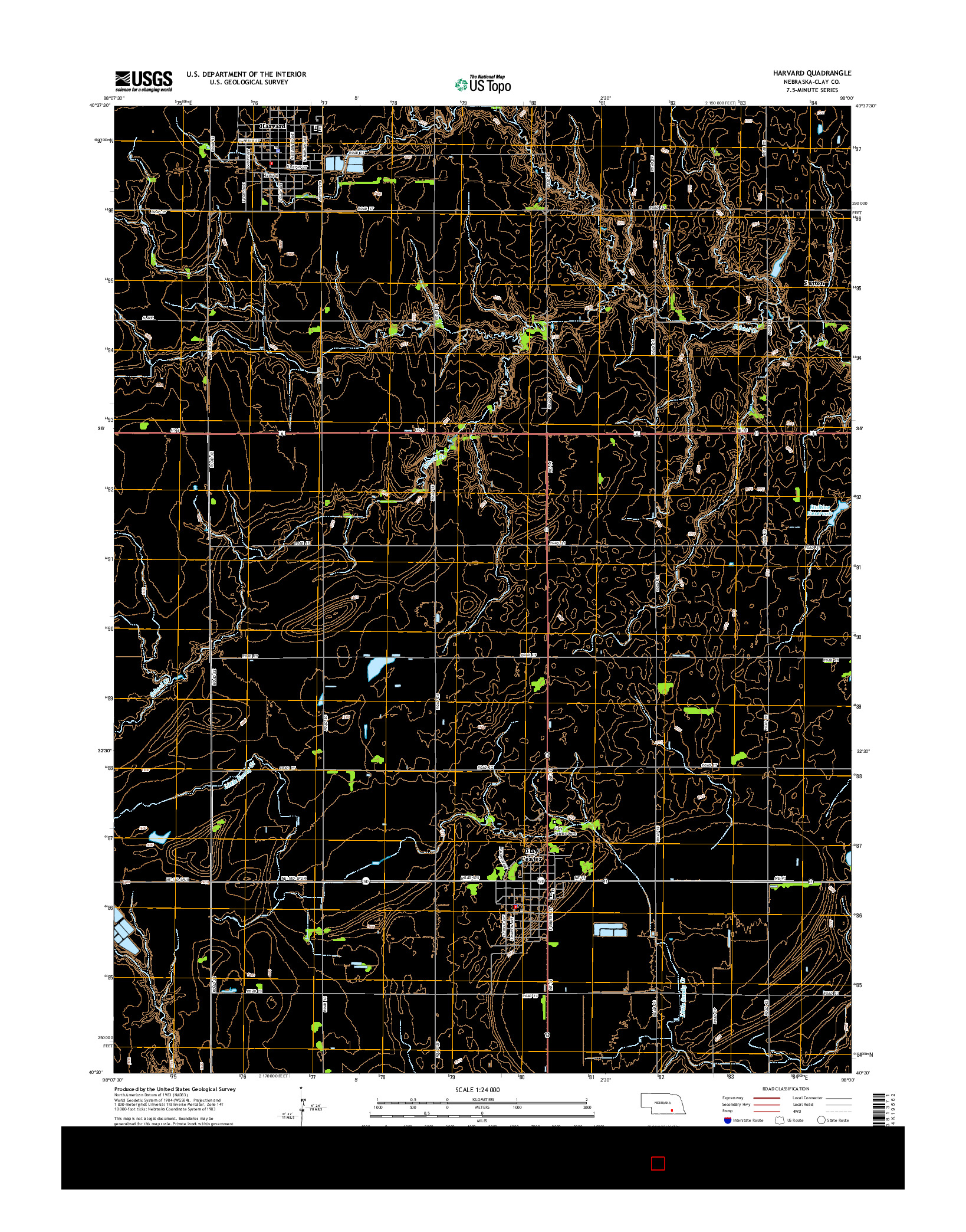 USGS US TOPO 7.5-MINUTE MAP FOR HARVARD, NE 2014