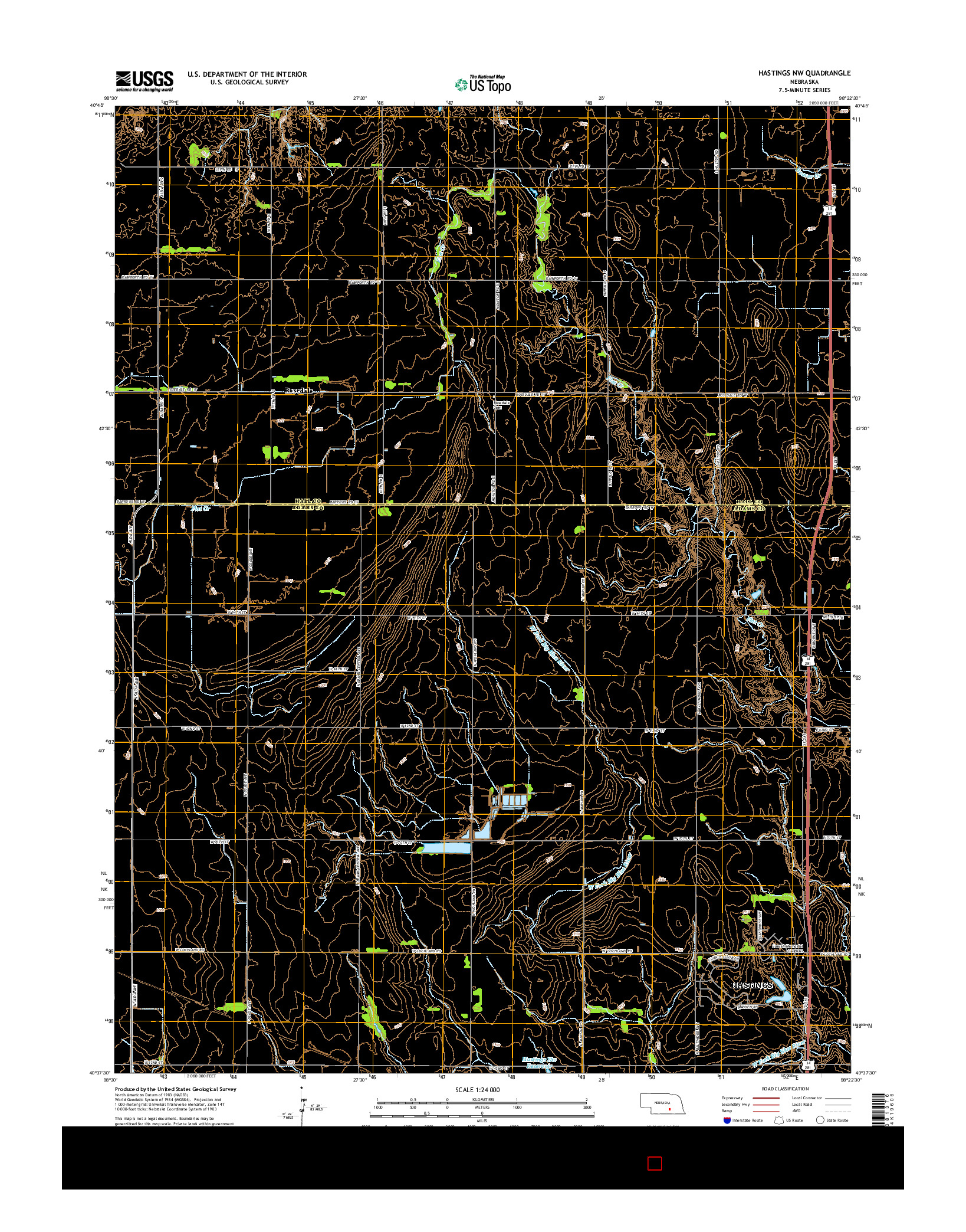 USGS US TOPO 7.5-MINUTE MAP FOR HASTINGS NW, NE 2014