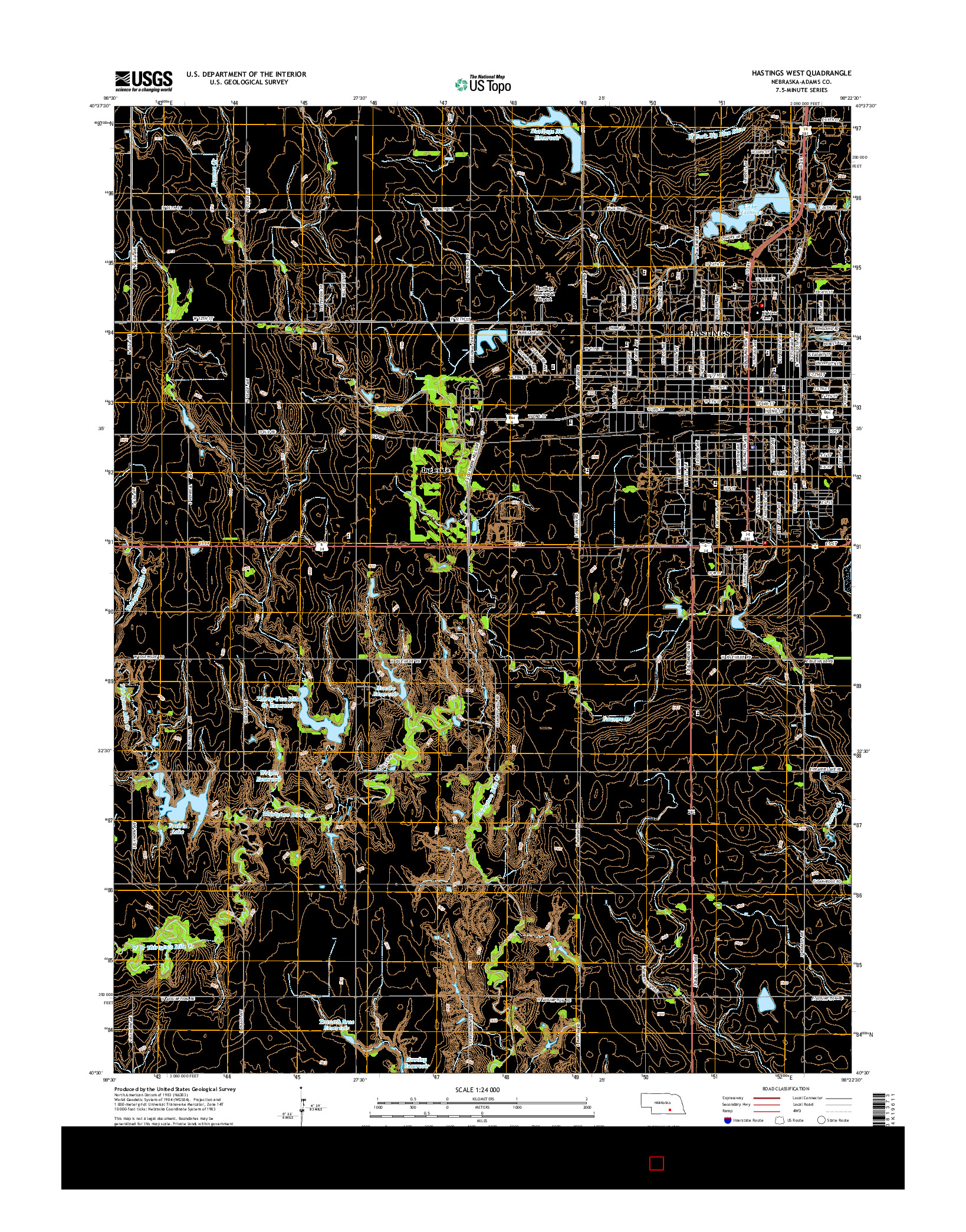 USGS US TOPO 7.5-MINUTE MAP FOR HASTINGS WEST, NE 2014