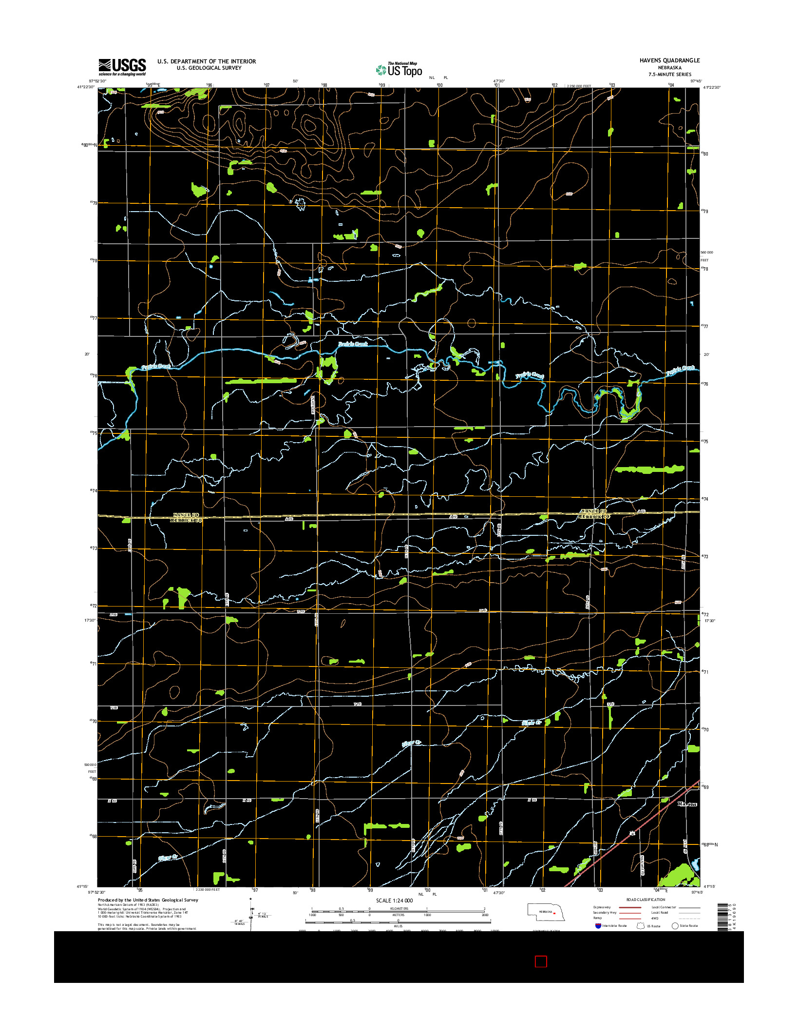 USGS US TOPO 7.5-MINUTE MAP FOR HAVENS, NE 2014