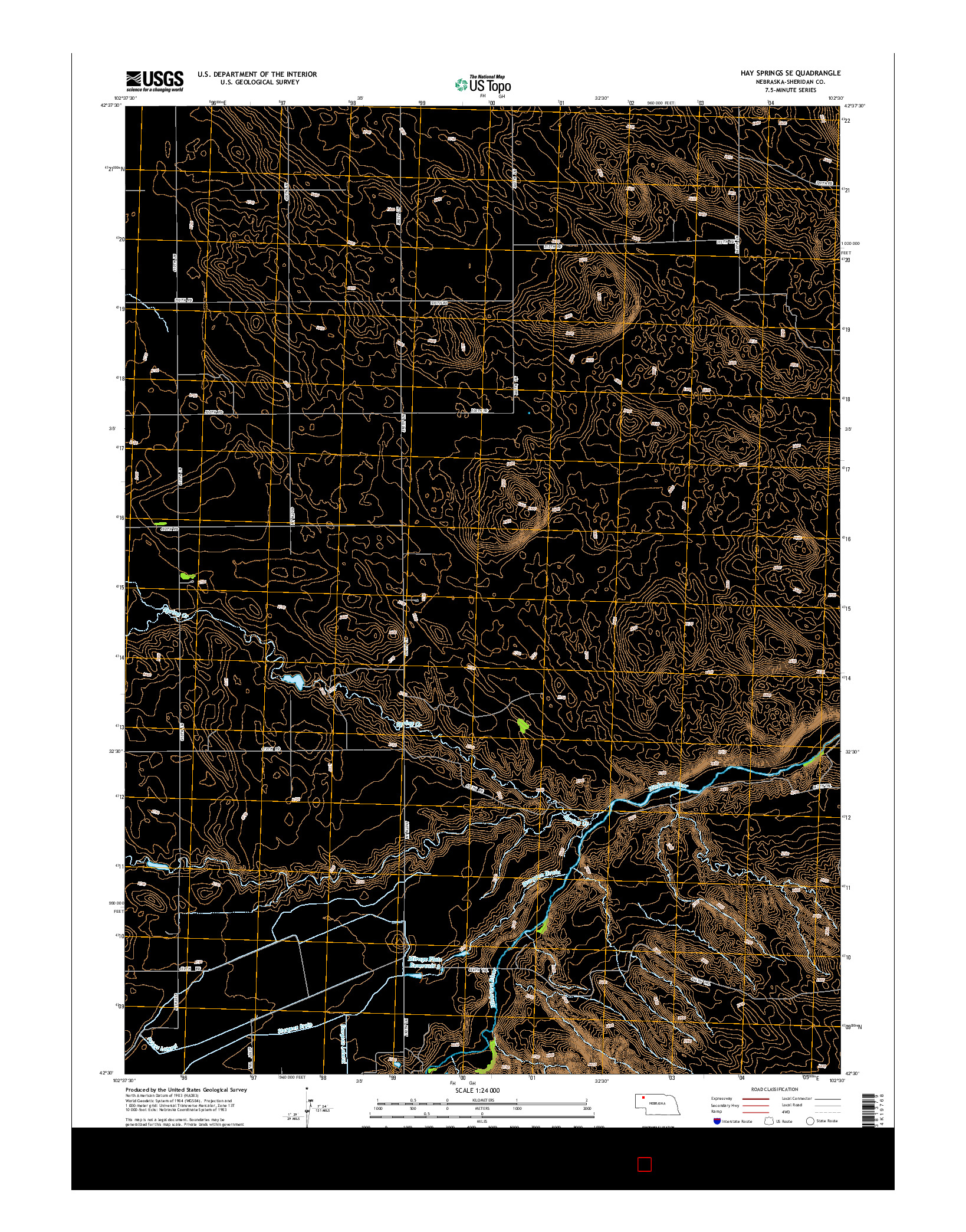 USGS US TOPO 7.5-MINUTE MAP FOR HAY SPRINGS SE, NE 2014