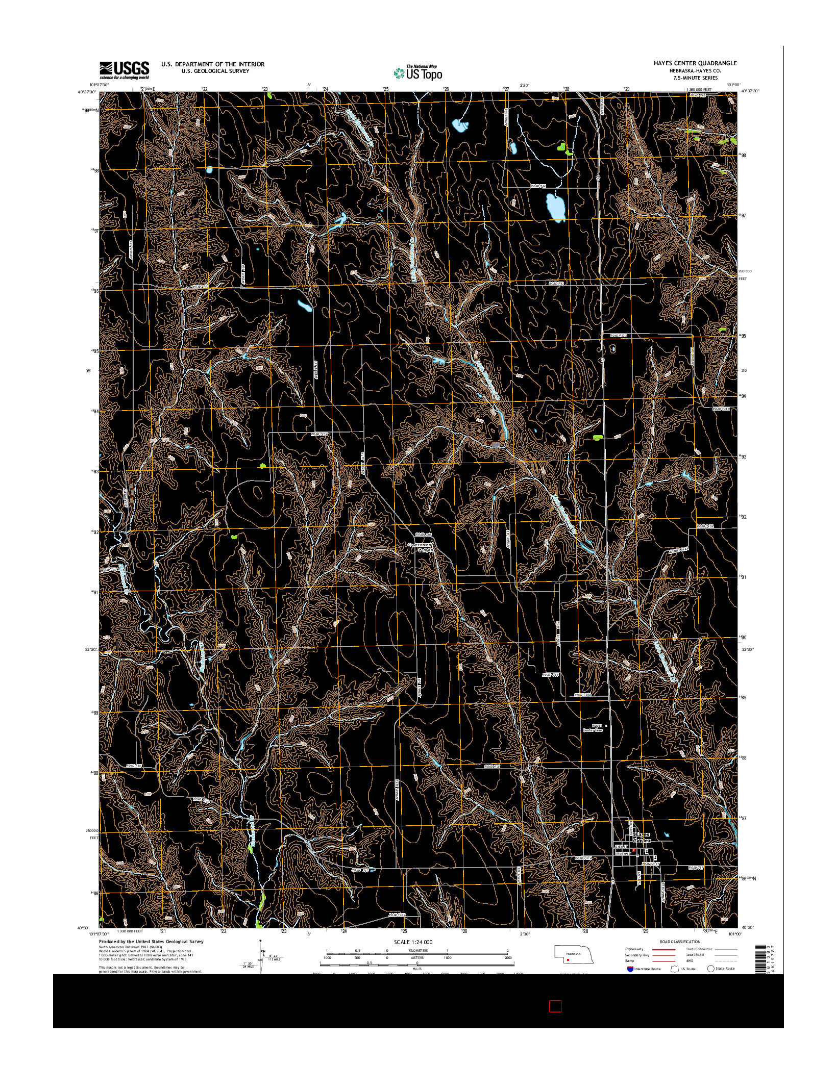USGS US TOPO 7.5-MINUTE MAP FOR HAYES CENTER, NE 2014