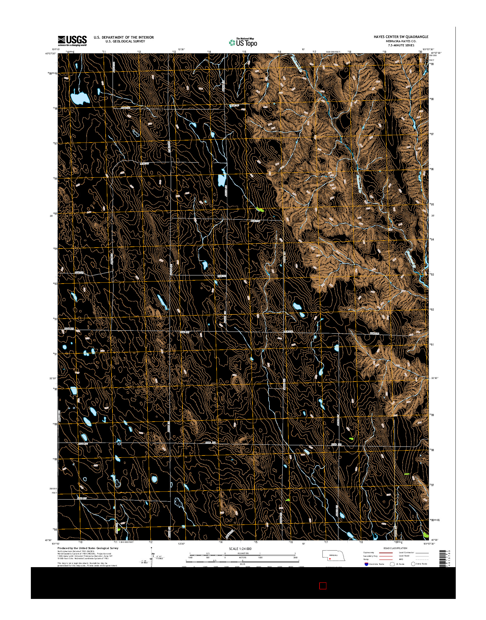 USGS US TOPO 7.5-MINUTE MAP FOR HAYES CENTER SW, NE 2014