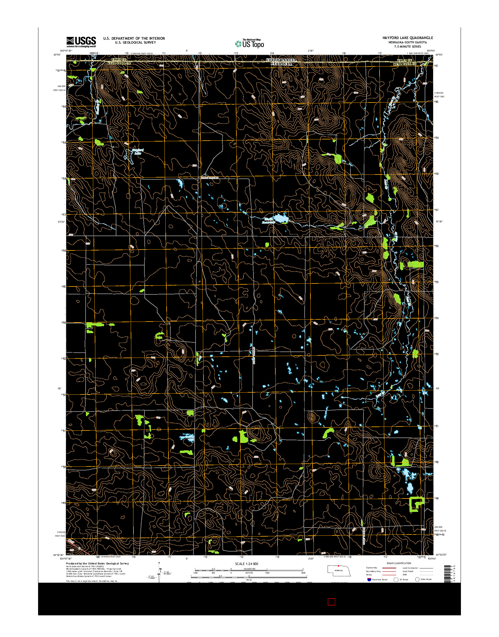 USGS US TOPO 7.5-MINUTE MAP FOR HAYFORD LAKE, NE-SD 2014