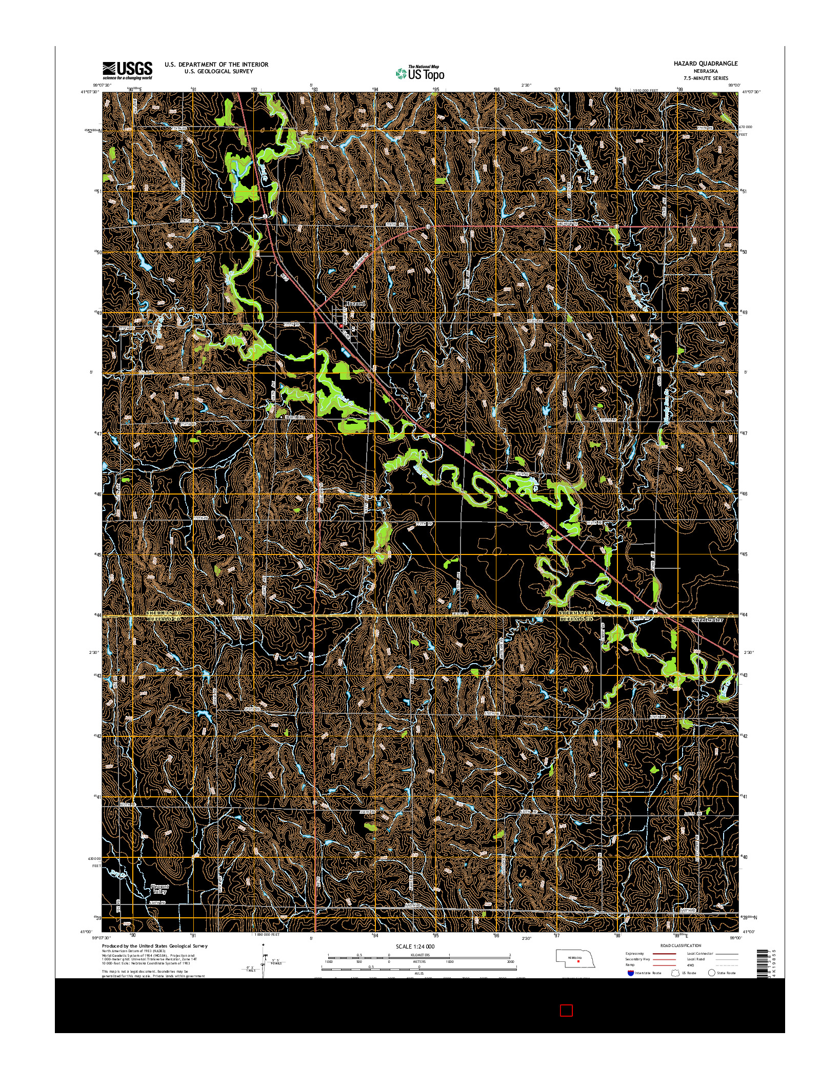 USGS US TOPO 7.5-MINUTE MAP FOR HAZARD, NE 2014