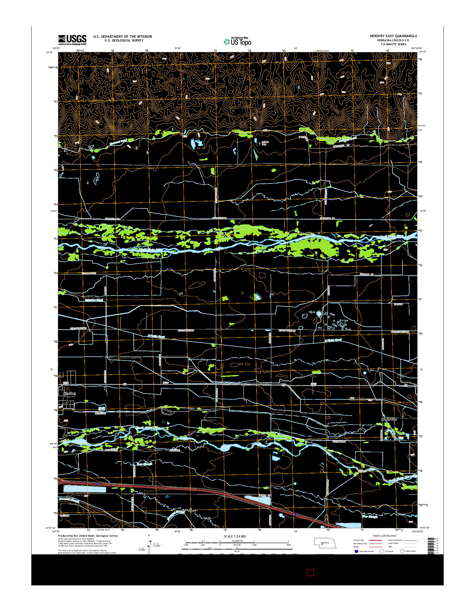 USGS US TOPO 7.5-MINUTE MAP FOR HERSHEY EAST, NE 2014