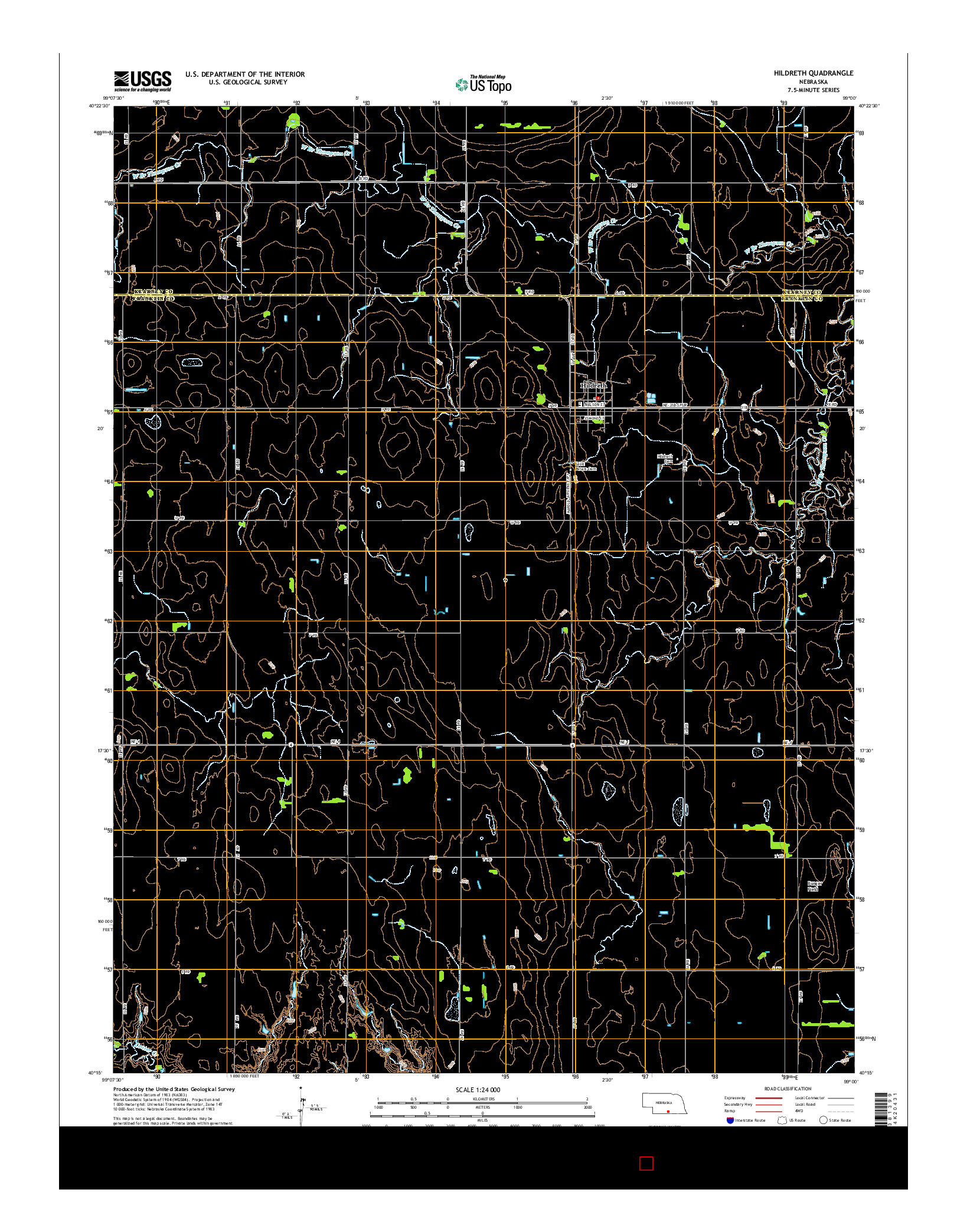 USGS US TOPO 7.5-MINUTE MAP FOR HILDRETH, NE 2014