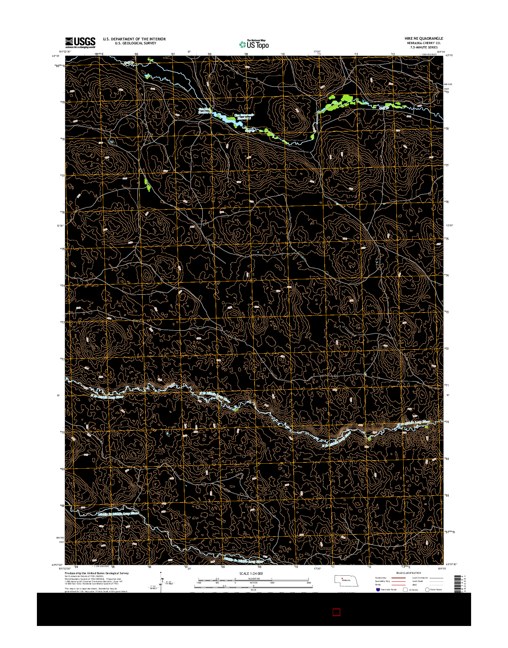 USGS US TOPO 7.5-MINUTE MAP FOR HIRE NE, NE 2014