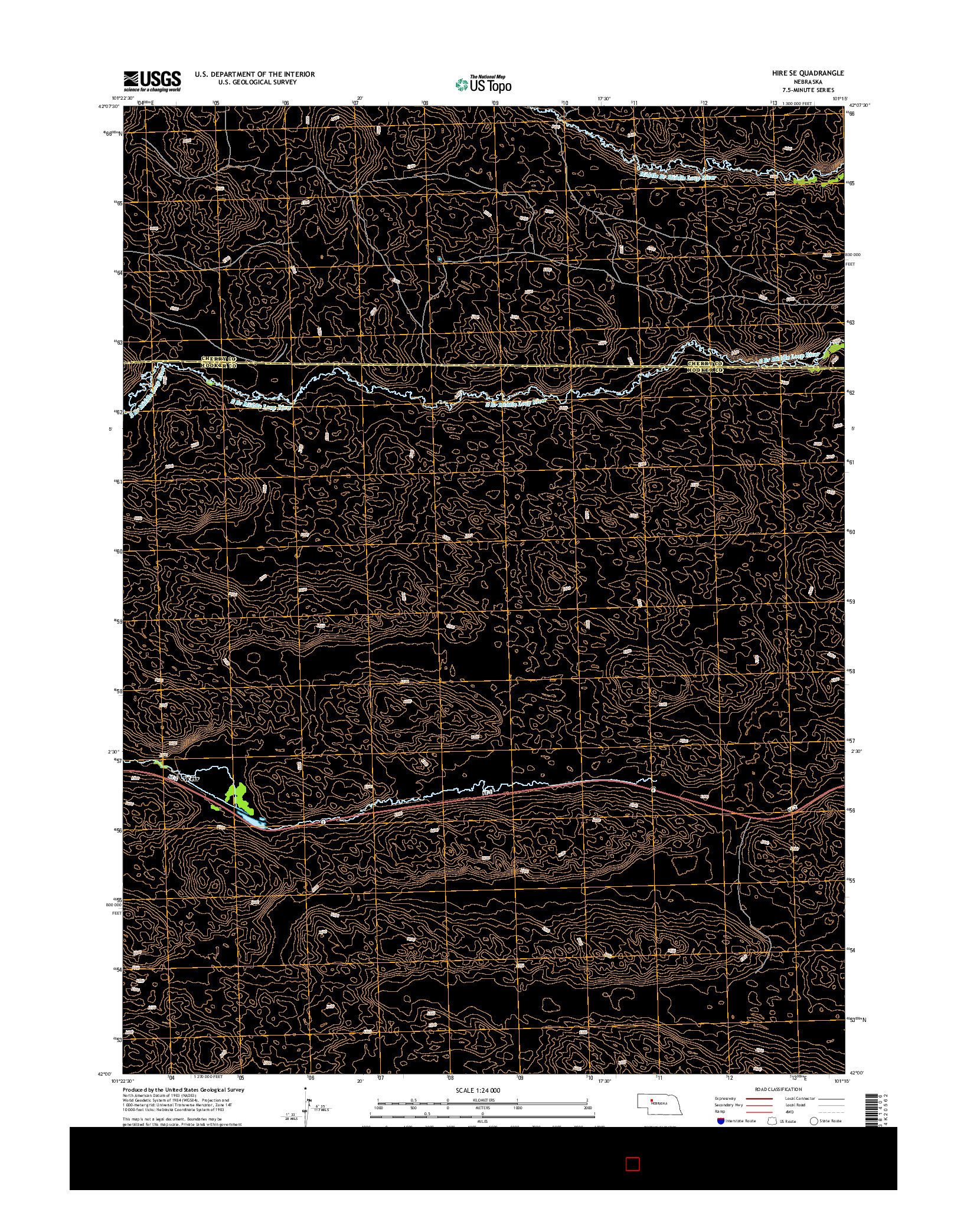 USGS US TOPO 7.5-MINUTE MAP FOR HIRE SE, NE 2014