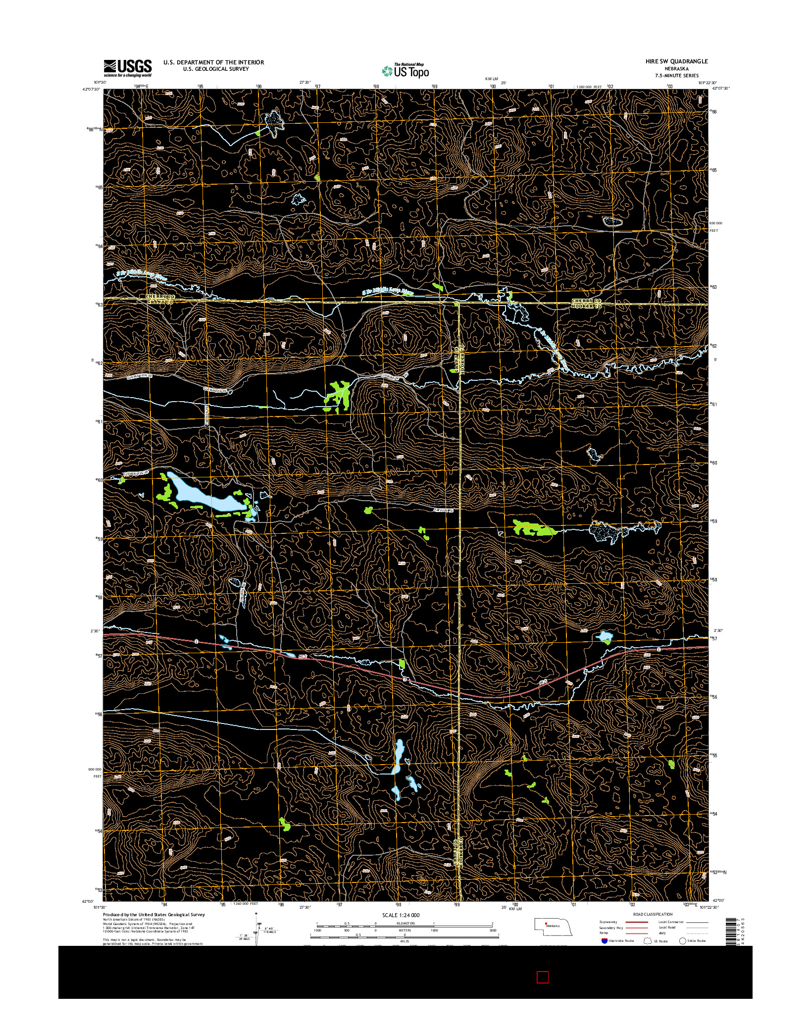 USGS US TOPO 7.5-MINUTE MAP FOR HIRE SW, NE 2014