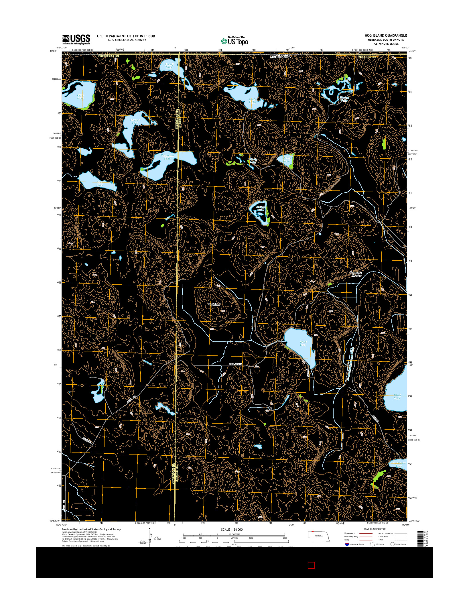 USGS US TOPO 7.5-MINUTE MAP FOR HOG ISLAND, NE-SD 2014