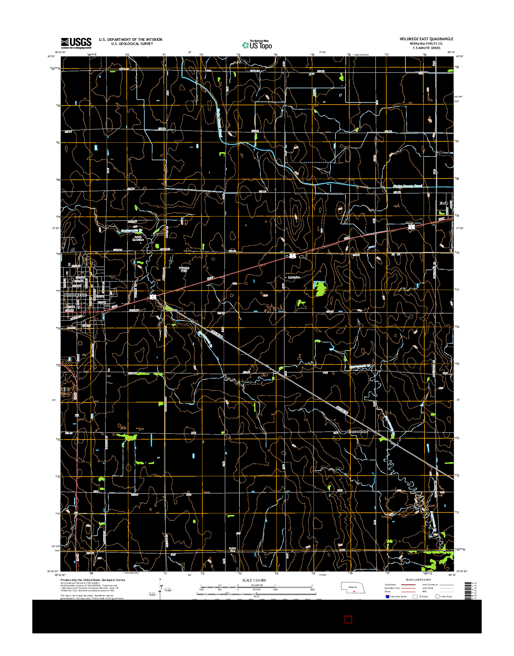 USGS US TOPO 7.5-MINUTE MAP FOR HOLDREGE EAST, NE 2014
