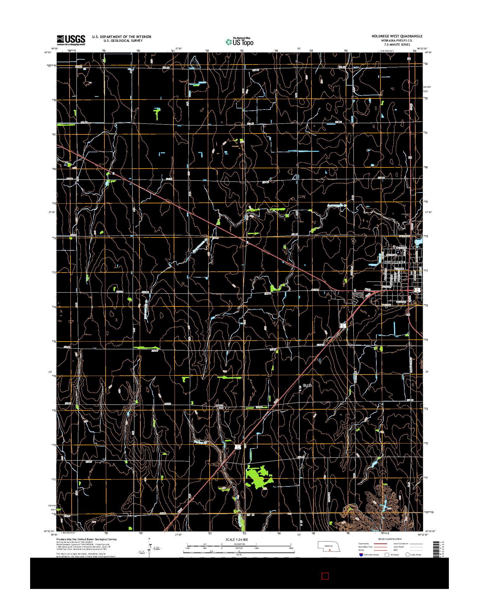 USGS US TOPO 7.5-MINUTE MAP FOR HOLDREGE WEST, NE 2014