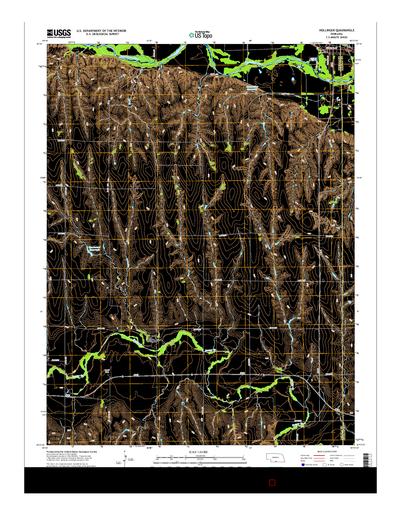 USGS US TOPO 7.5-MINUTE MAP FOR HOLLINGER, NE 2014