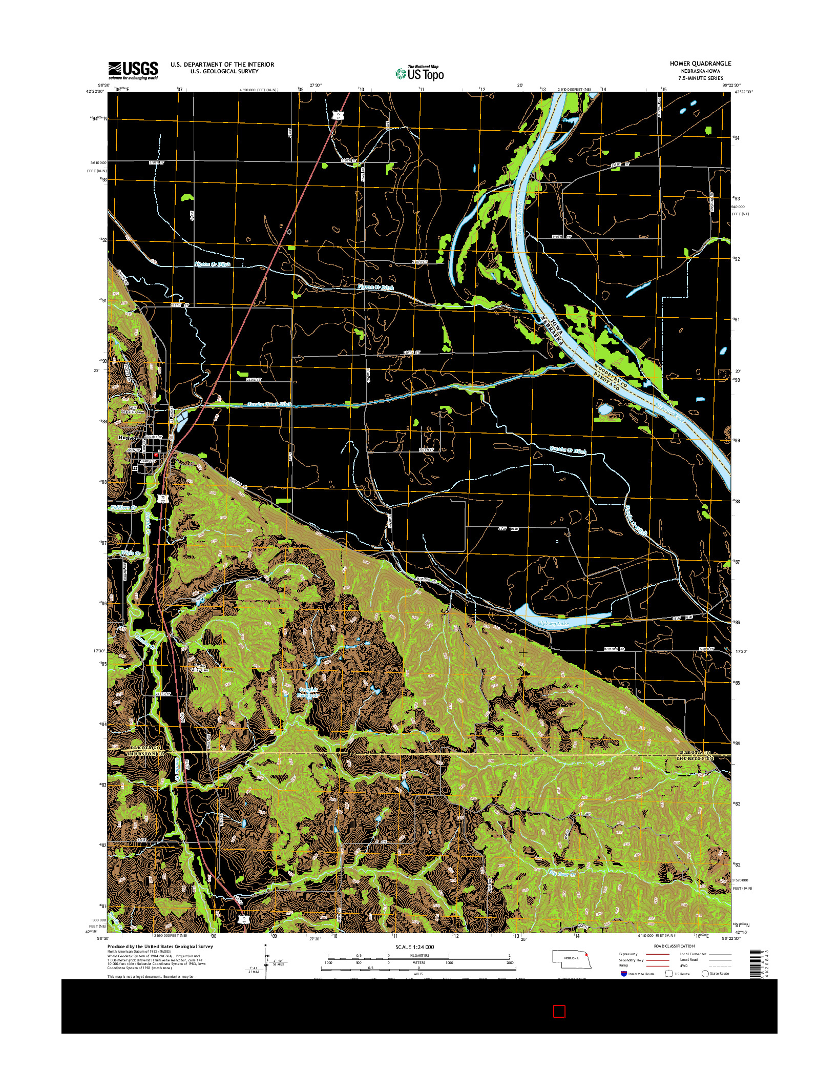 USGS US TOPO 7.5-MINUTE MAP FOR HOMER, NE-IA 2014