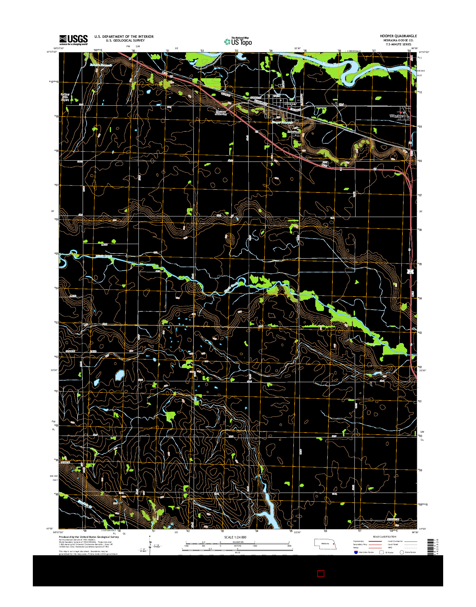 USGS US TOPO 7.5-MINUTE MAP FOR HOOPER, NE 2014