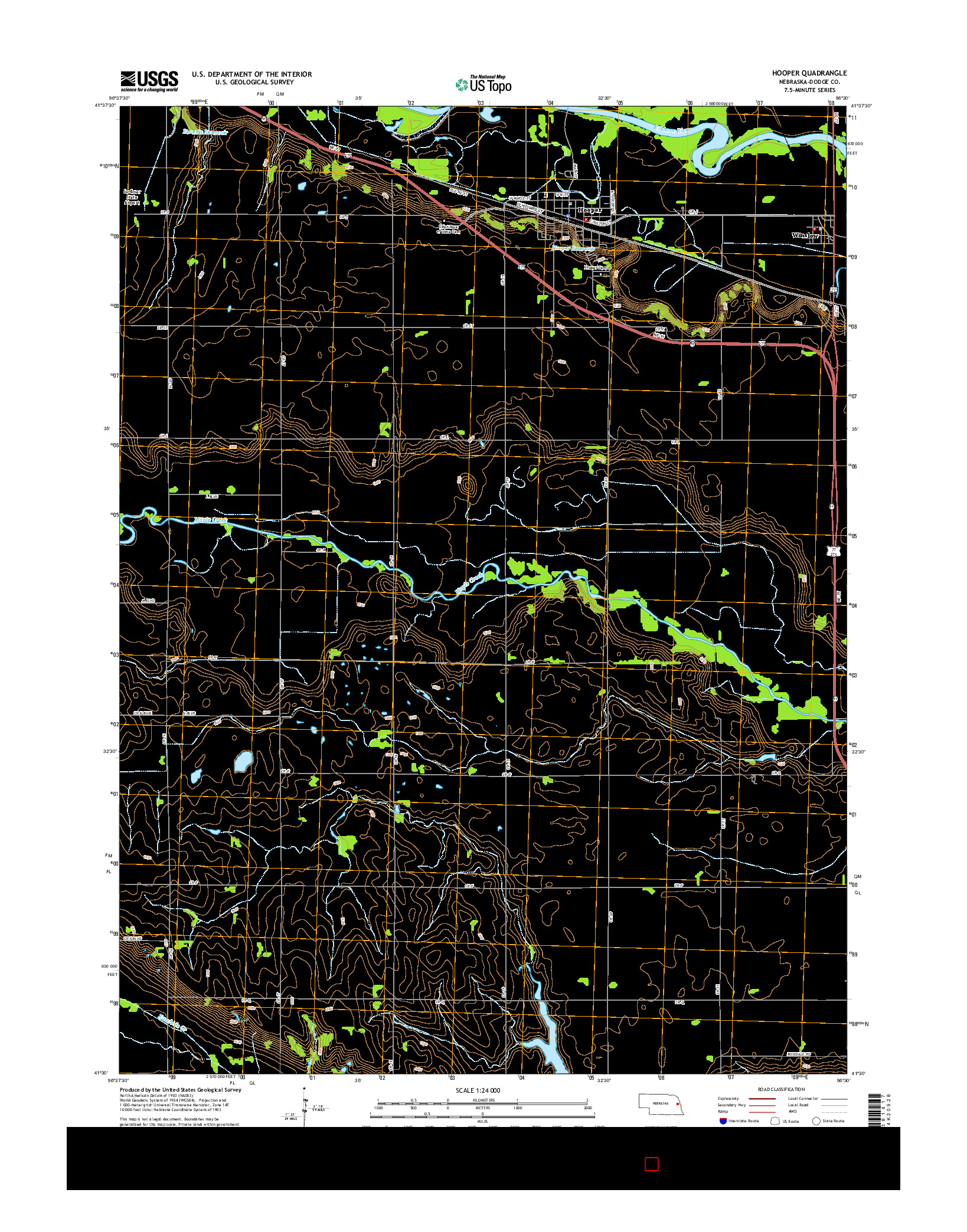 USGS US TOPO 7.5-MINUTE MAP FOR HOOPER, NE 2014